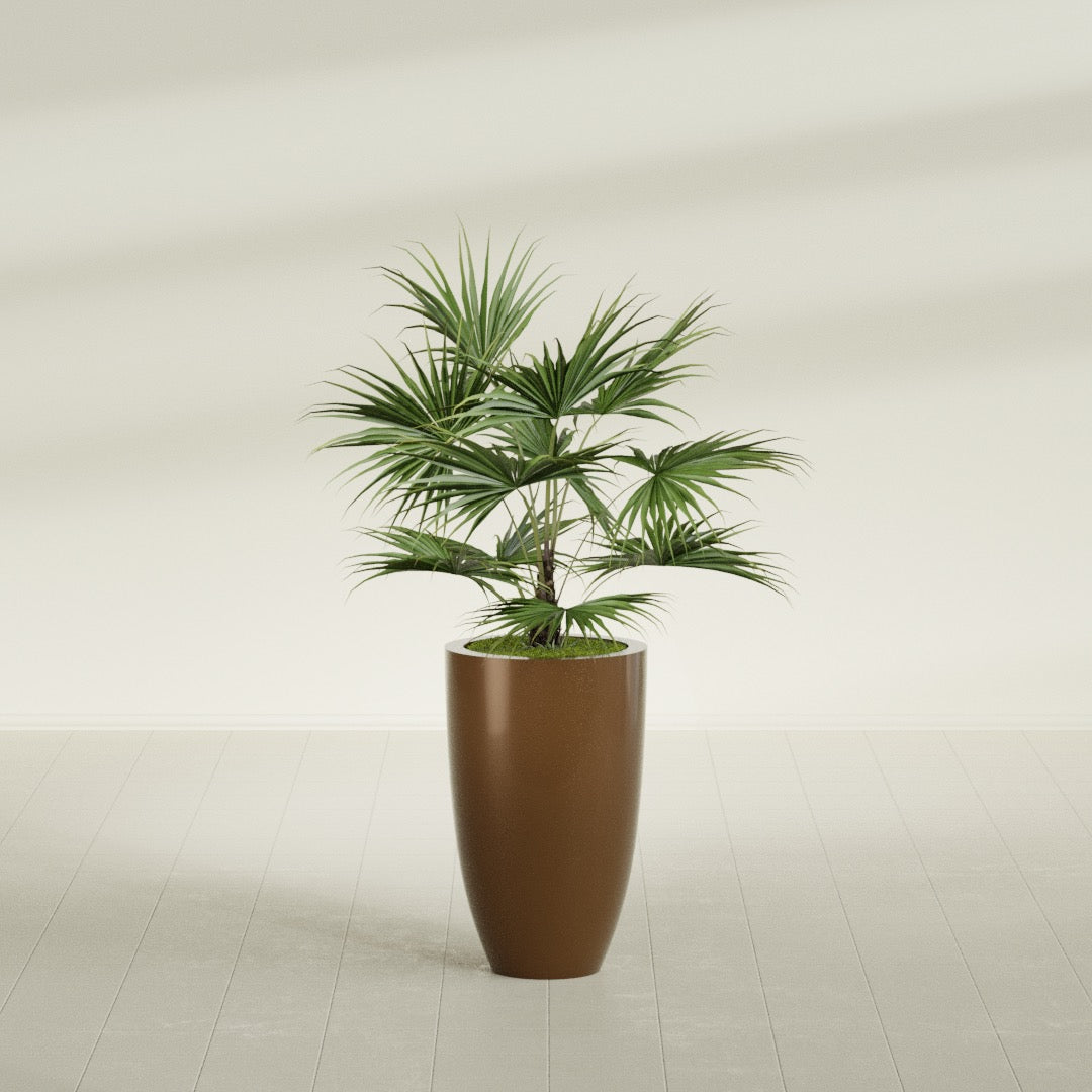 Brannan Medium Round Fiberglass Planter - 18 in x 18 in x 29 in - Metallic Bronze - Metallic Bronze,18 in x 18 in x 29 in