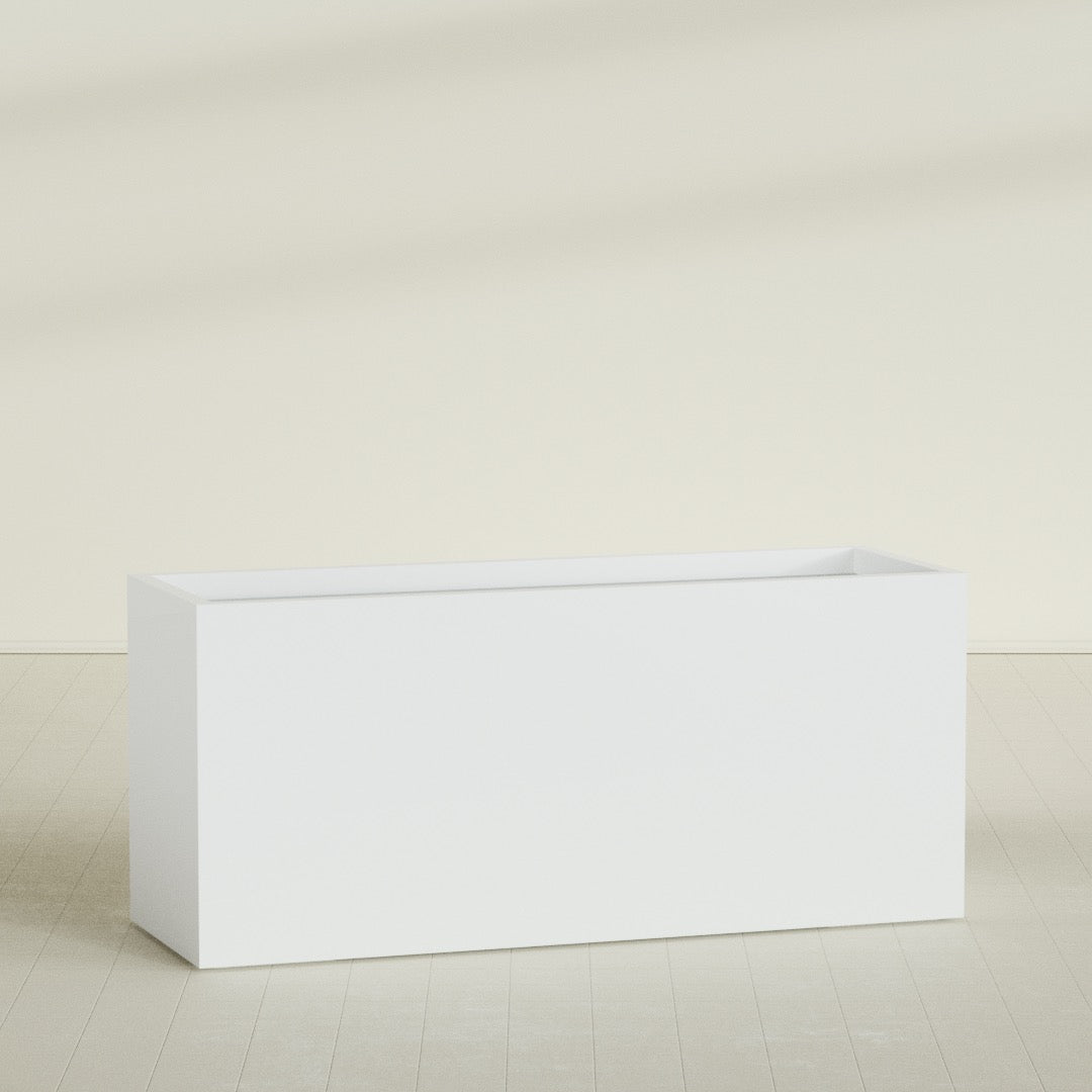 Brisbane Extra Large Long Rectangle Fiberglass Planter - 72 in x 24 in x 32 in - Matte White - Matte White,72 in x 24 in x 32 in