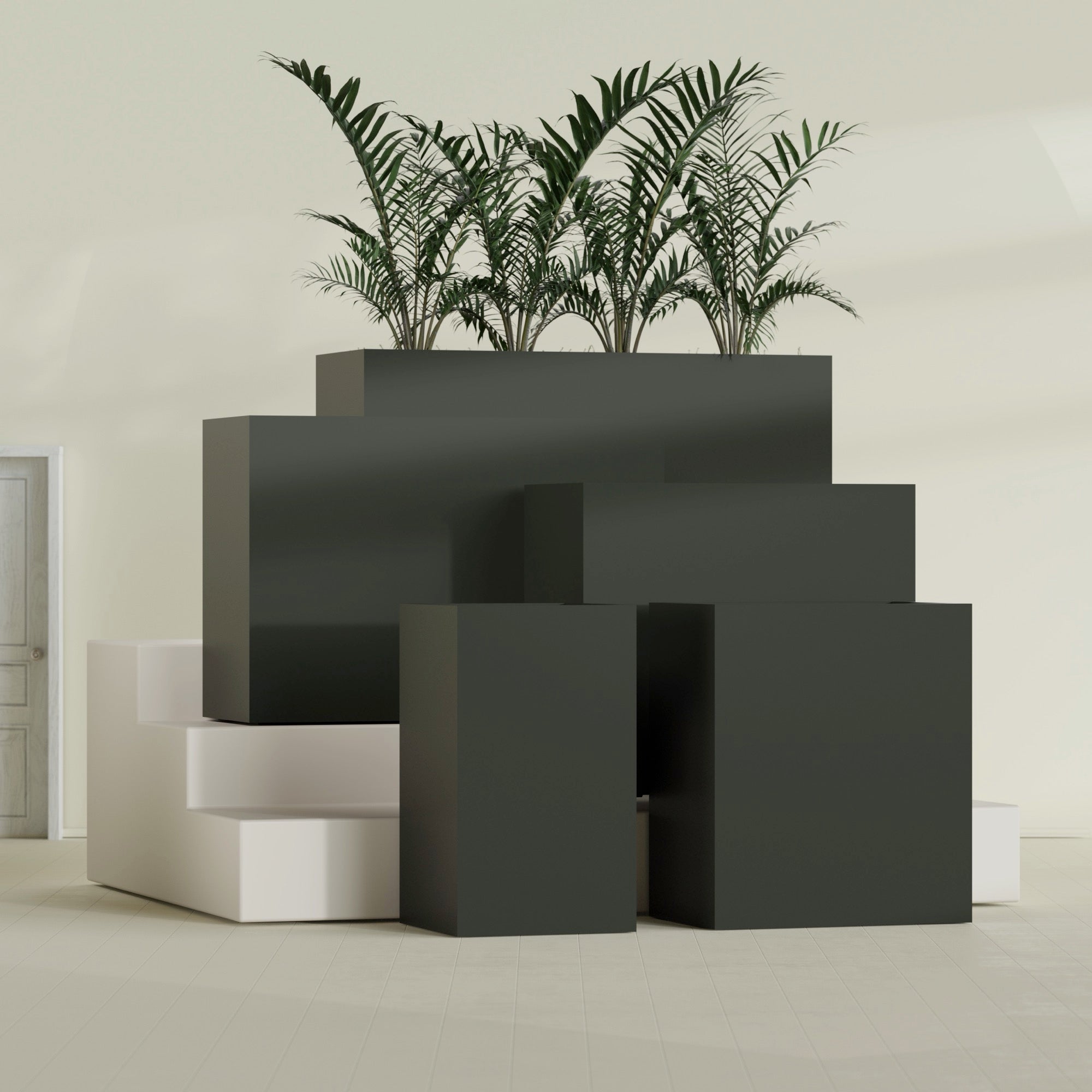 Darwin Extra Large Rectangle Fiberglass Planter - 48 in x 24 in x 42 in - Matte Charcoal - Matte Charcoal,48 in x 24 in x 42 in