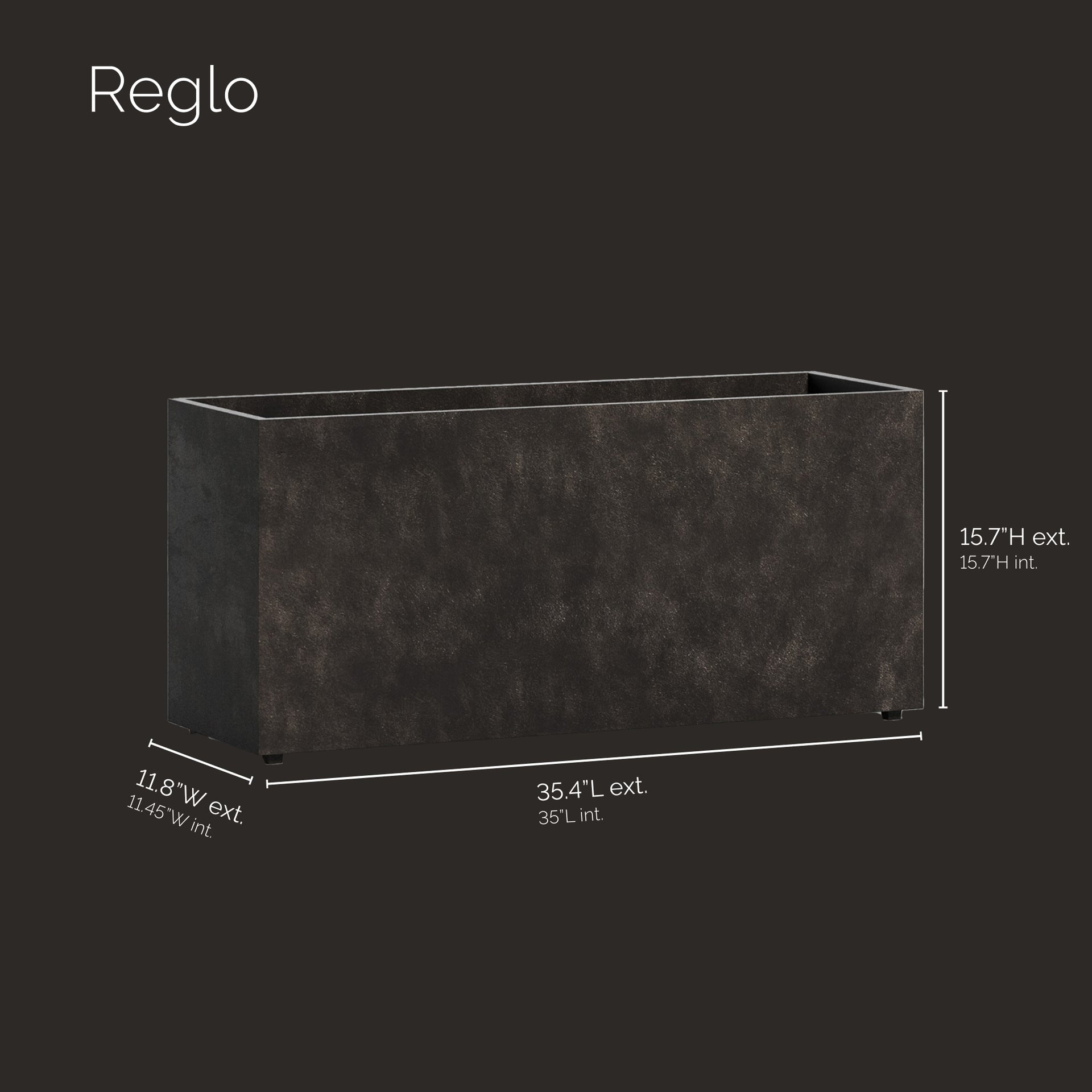 Reglo Modular Rectangle Planter - 35.5 in x 11.75 in x 15.75 in - Brown Stone - Brown Stone,35.4 in x 11.8 in x 15.7 in