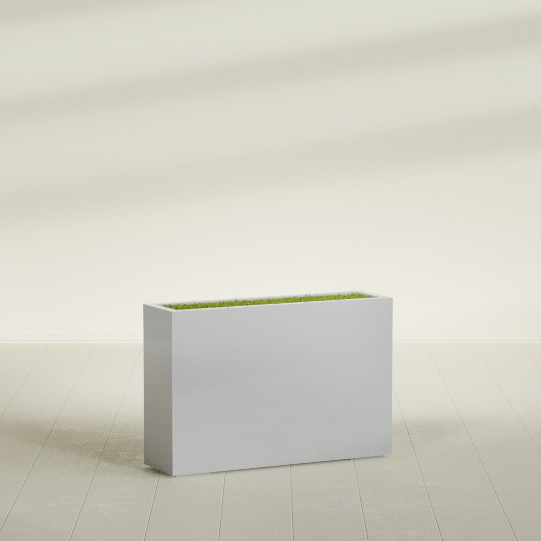 Milano Large Narrow Rectangle Fiberglass Planter - 36 in x 10 in x 24 in - Metallic Silver - Metallic Silver,36 in x 10 in x 24 in