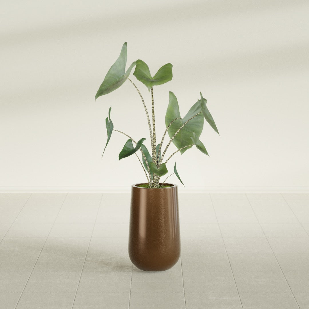 Tall Hayden Medium Round Fiberglass Planter - 18 in x 18 in x 29 in - Metallic Bronze - Metallic Bronze,18 in x 18 in x 29 in