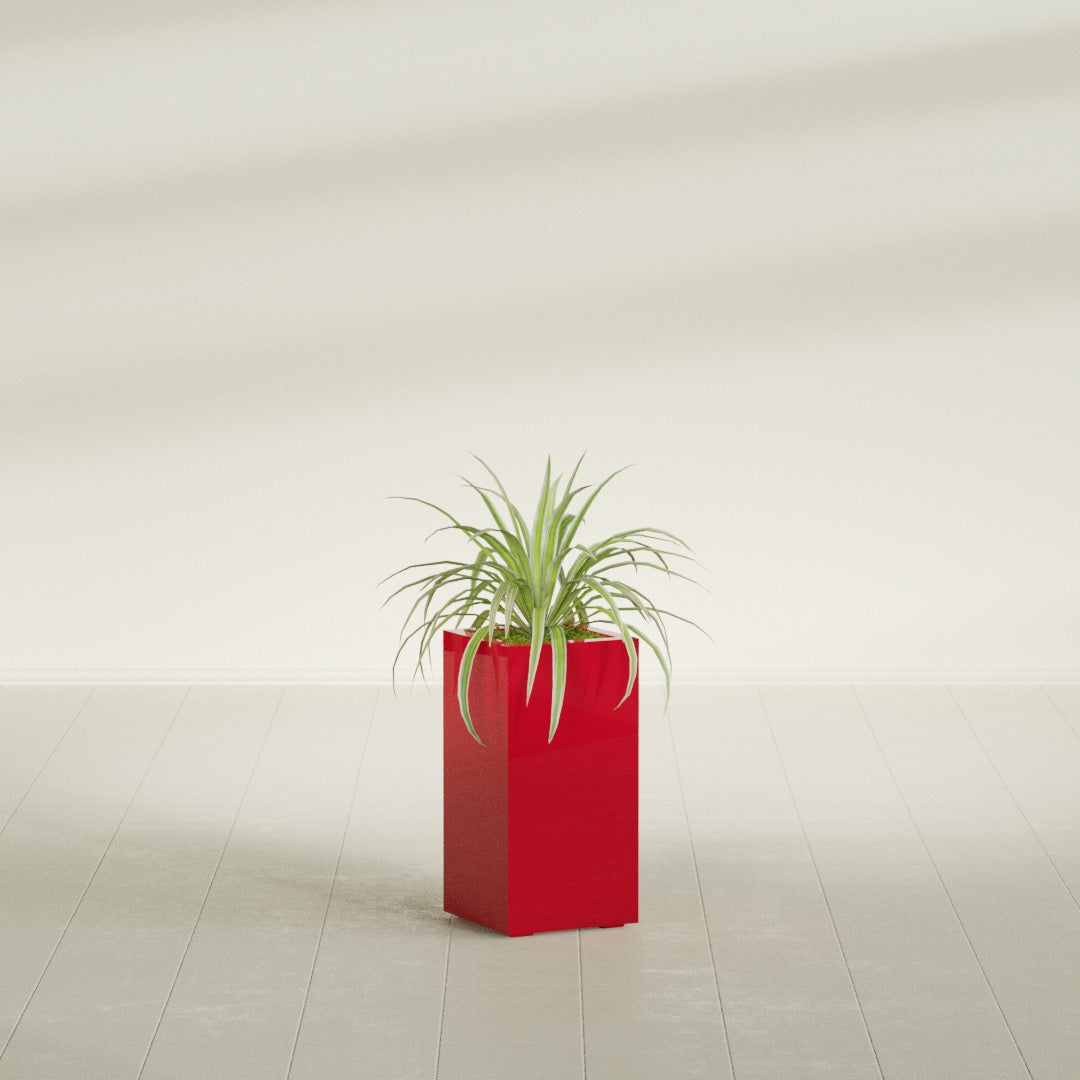 Hollywood Medium Rectangle Fiberglass Planter - 12 in x 12 in x 24 in - Gloss Red - Gloss Red,12 in x 12 in x 24 in
