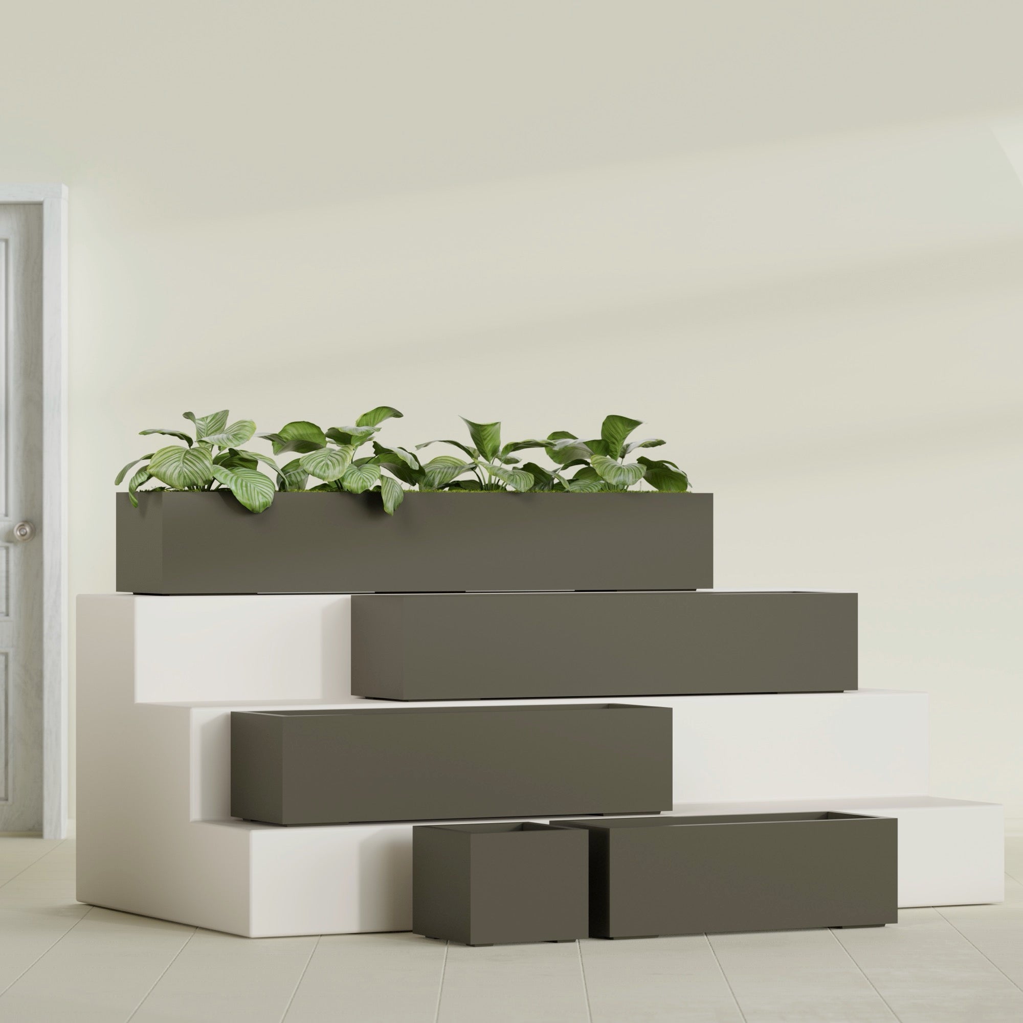 Cuba Large Long Rectangle Fiberglass Planter - 48 in x 14 in x 12 in - Matte Bronze - Matte Bronze,48 in x 14 in x 12 in