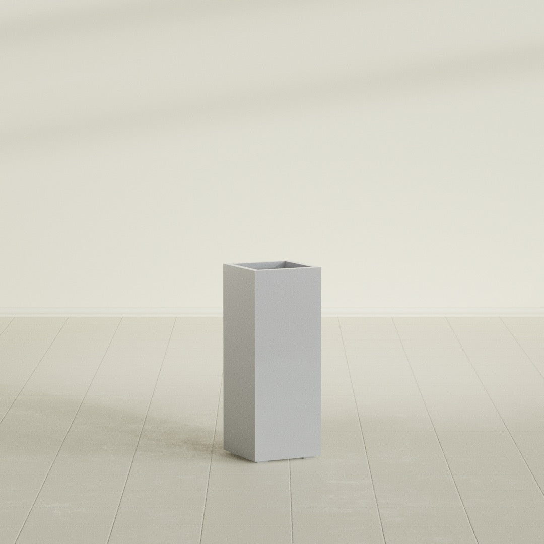 Perth Large Tall Rectangle Fiberglass Planter - 16 in x 16 in x 42 in - Metallic Silver - Metallic Silver,16 in x 16 in x 42 in