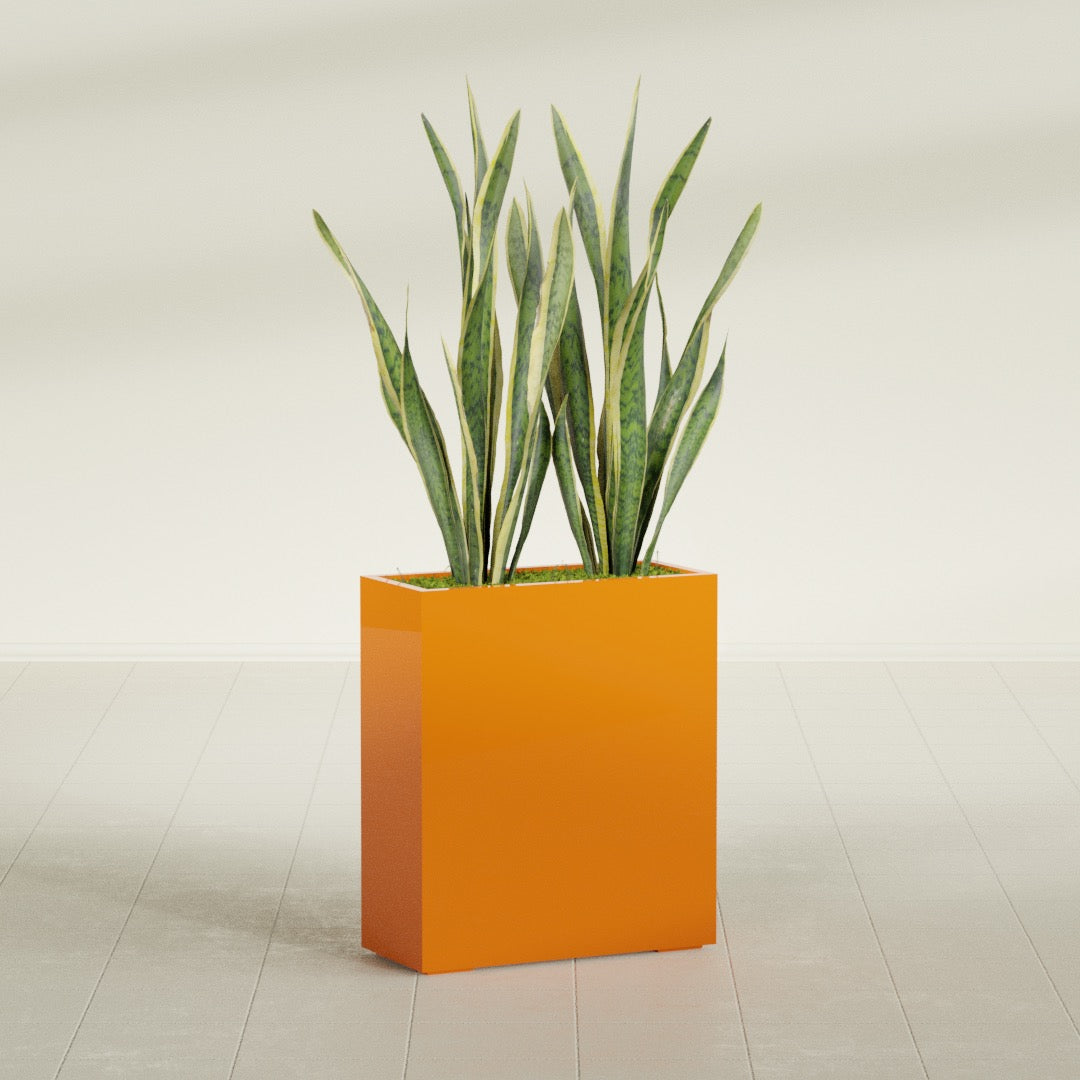 Perth Large Tall Rectangle Fiberglass Planter - 36 in x 16 in x 42 in - Gloss Tangerine - Gloss Tangerine,36 in x 16 in x 42 in
