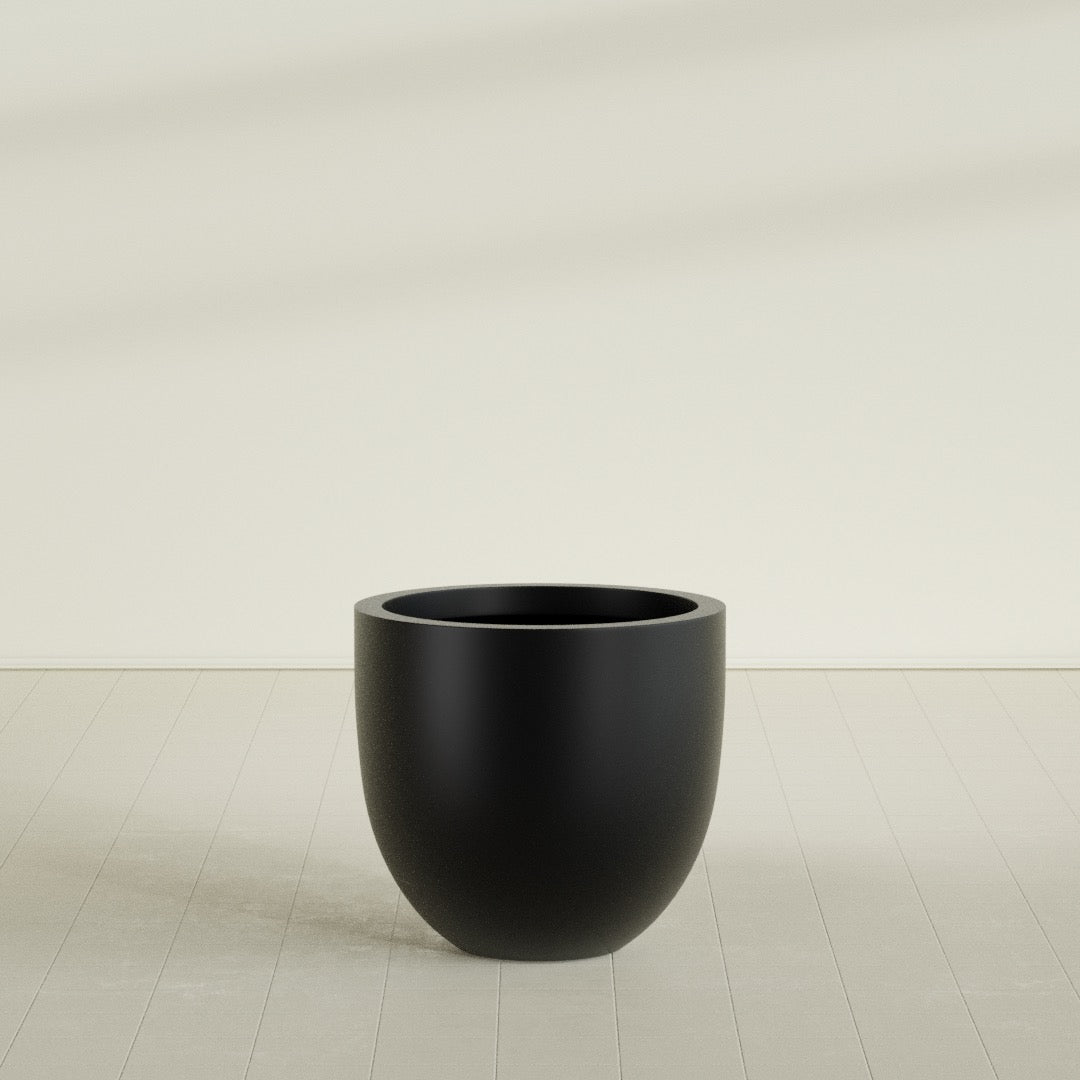Alzira Large Round Fiberglass Planter - 30 in x 30 in x 28 in - Matte Black - Matte Black,30 in x 30 in x 28 in