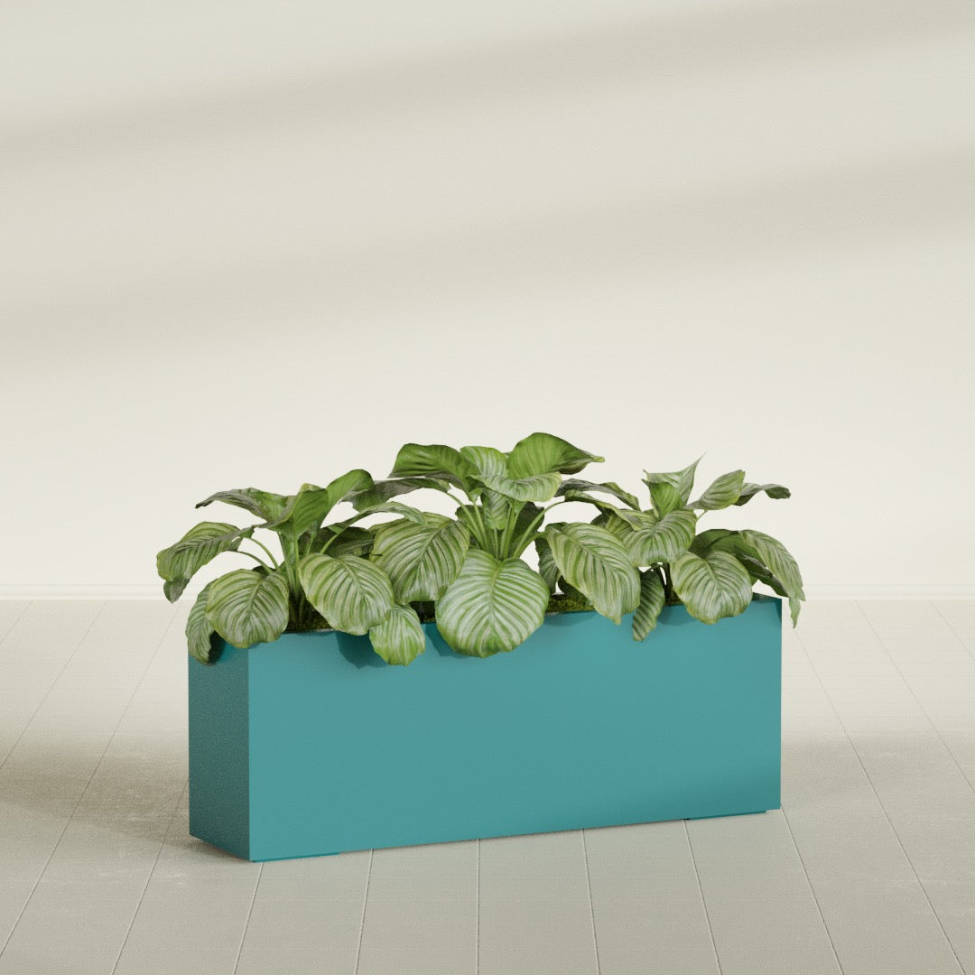 Miami Extra Large Narrow Rectangle Fiberglass Planter - 48 in x 12 in x 18 in - Satin Sea Foam - Satin Sea Foam,48 in x 12 in x 18 in