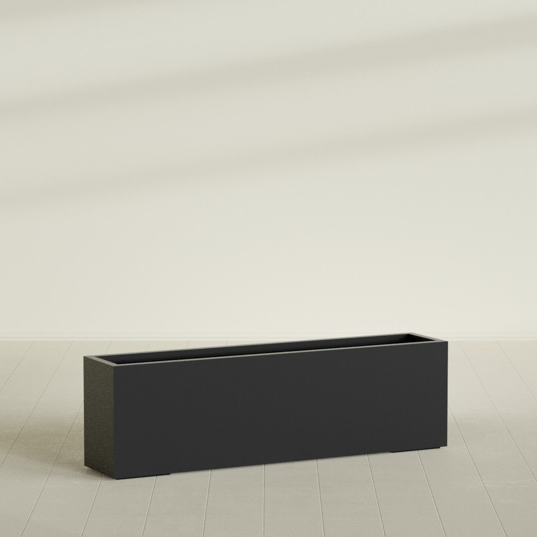 Miami Extra Large Narrow Rectangle Fiberglass Planter - 60 in x 12 in x 18 in - Matte Black - Matte Black,60 in x 12 in x 18 in
