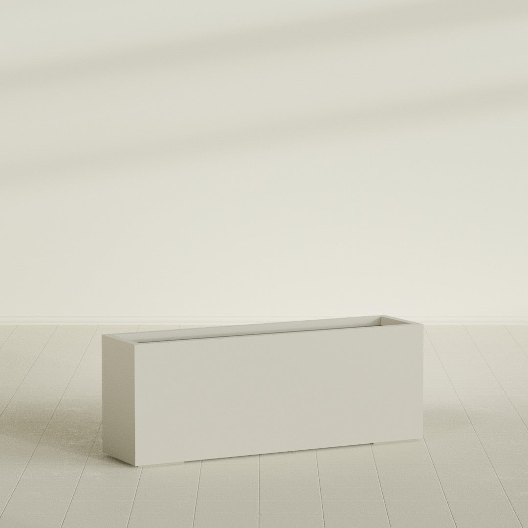 Miami Extra Large Narrow Rectangle Fiberglass Planter - 48 in x 12 in x 18 in - Satin Beige - Satin Beige,48 in x 12 in x 18 in