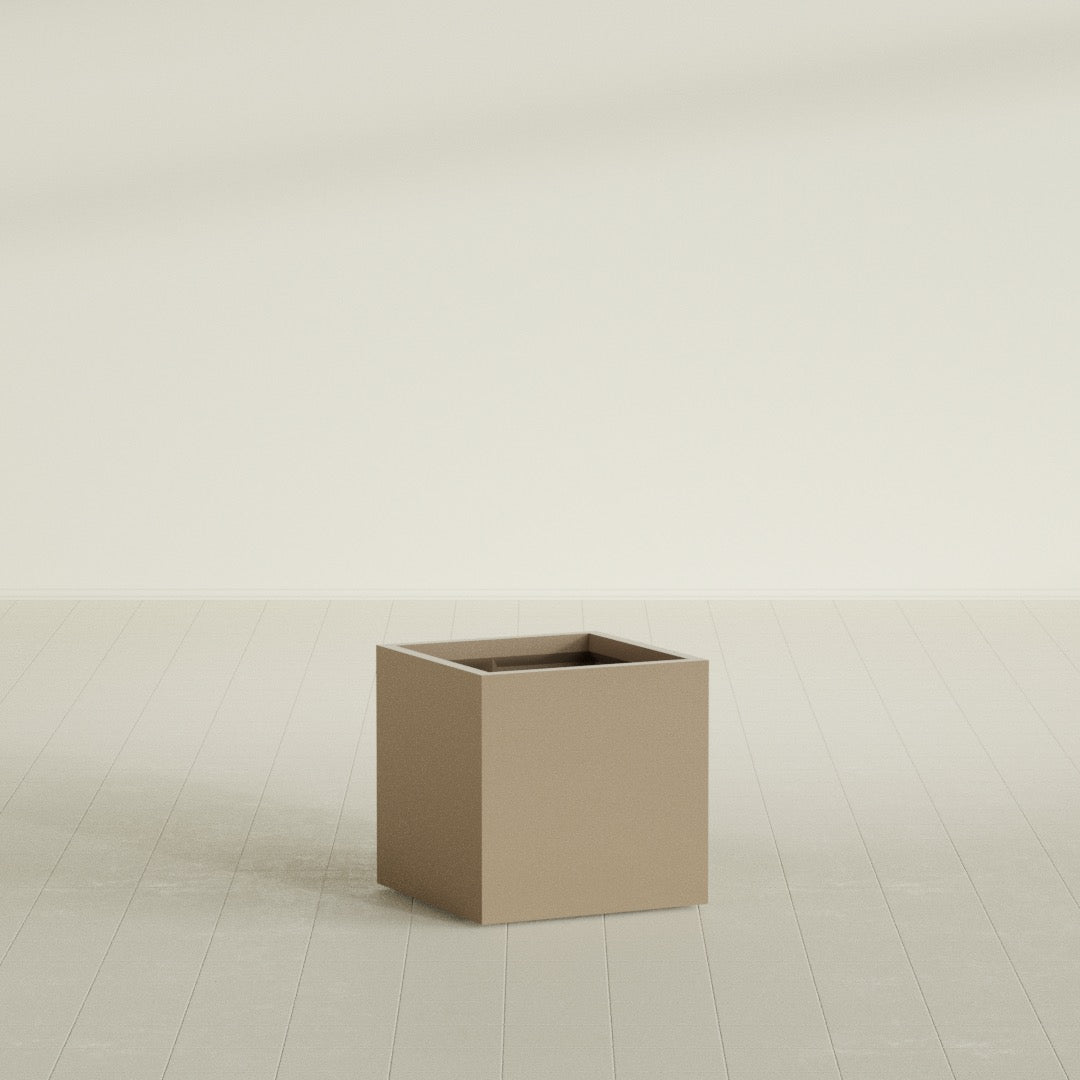Montroy Medium Cube Square Fiberglass Planter - 24 in x 24 in x 24 in - Metallic Gold - Metallic Gold,24 in x 24 in x 24 in