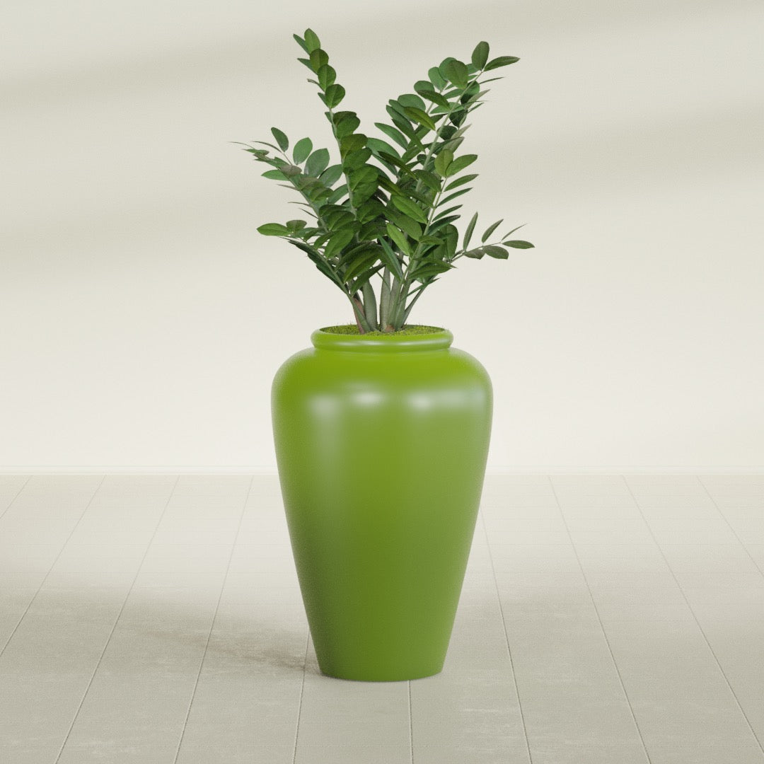 Bara Jar Large Round Fiberglass Planter - 20 in x 20 in x 31 in - Satin Green - Satin Green,20 in x 20 in x 32 in