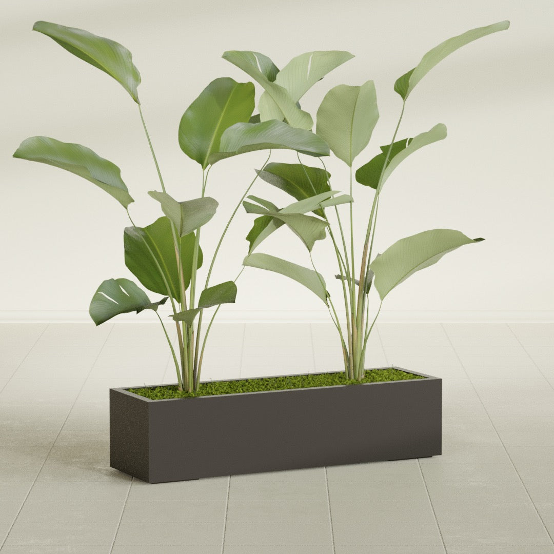 Cuba Large Long Rectangle Fiberglass Planter - 48 in x 14 in x 12 in - Matte Brown - Matte Brown,48 in x 14 in x 12 in