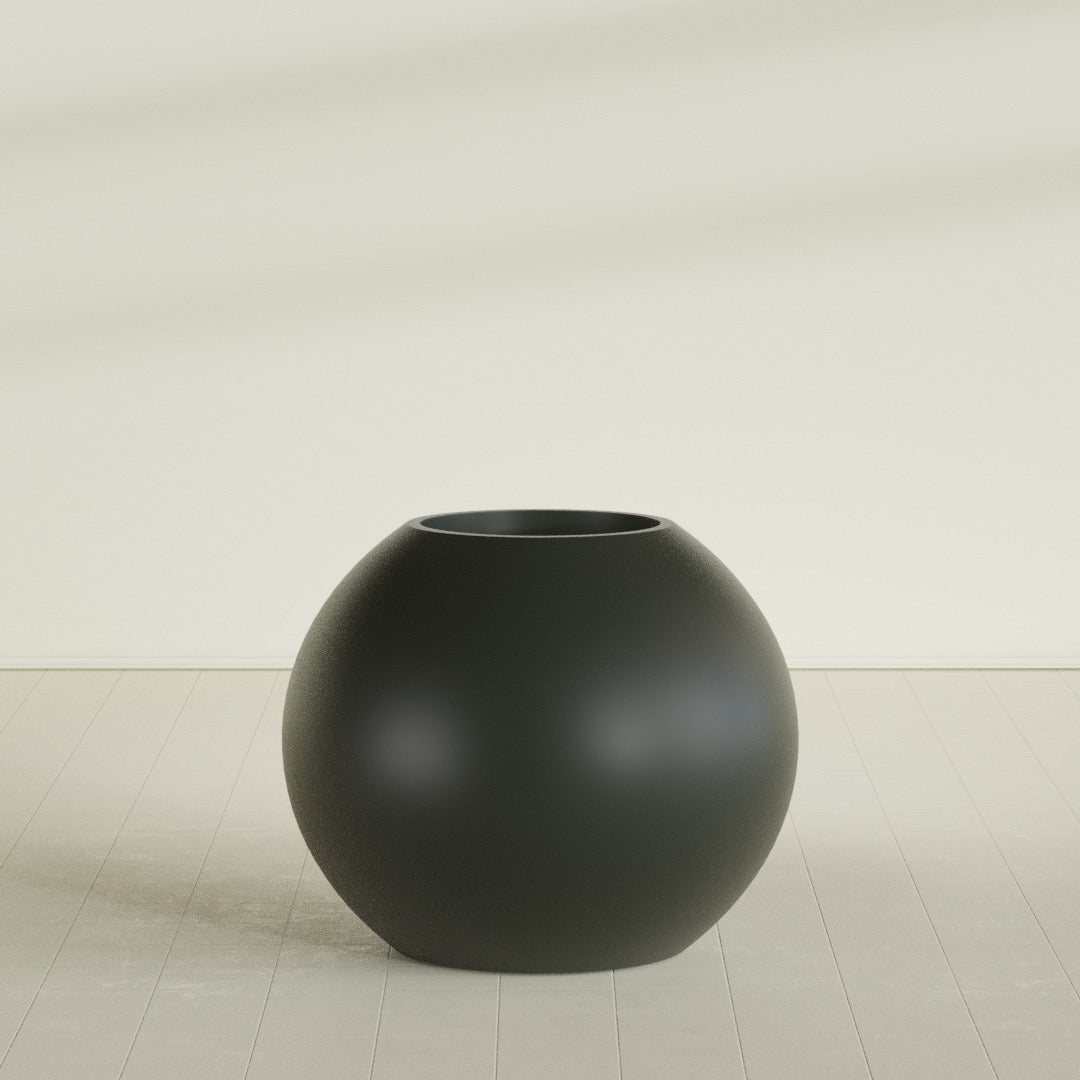 Globe Large Sphere Fiberglass Planter - 36 in x 36 in x 30 in - Matte Charcoal - Matte Charcoal,36 in x 36 in x 30 in
