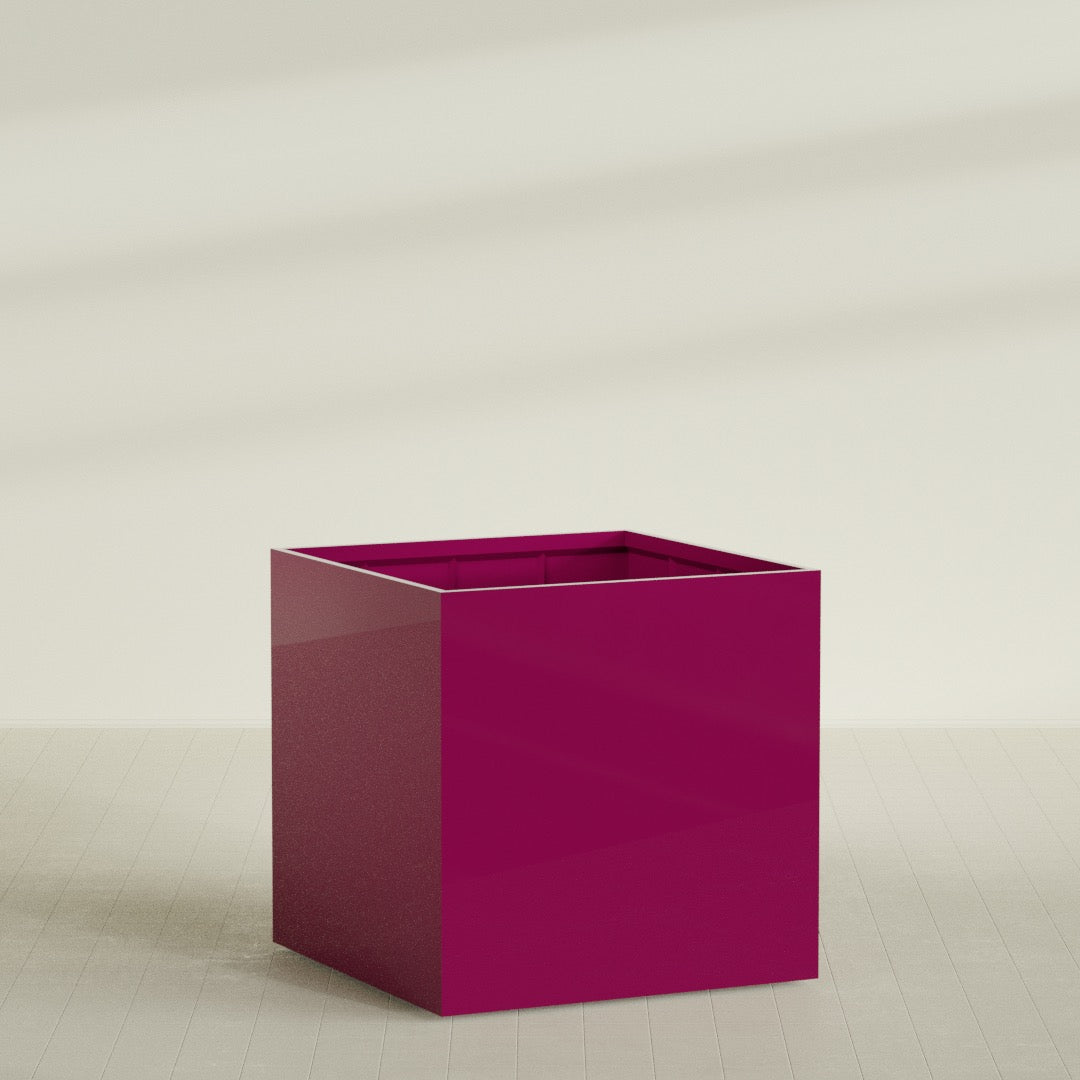 Montroy Extra Large Cube Square Fiberglass Planter - 60 in x 60 in x 60 in - Gloss Eggplant - Gloss Eggplant,60 in x 60 in x 60 in