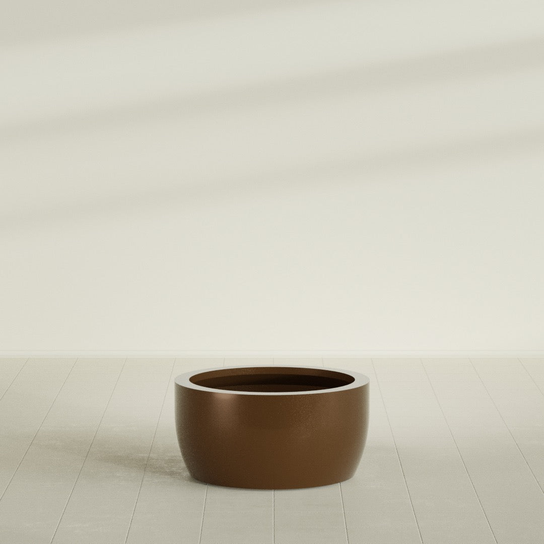 Casablanca Large Round Low Bowl Fiberglass Planter - 30 in x 30 in x 15 in - Metallic Bronze - Metallic Bronze,30 in x 30 in x 15 in