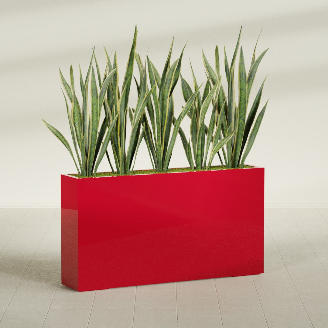 Delray Extra Large Long Rectangle Fiberglass Planter - 60 in x 12 in x 32 in - Gloss Red - Gloss Red,60 in x 12 in x 32 in