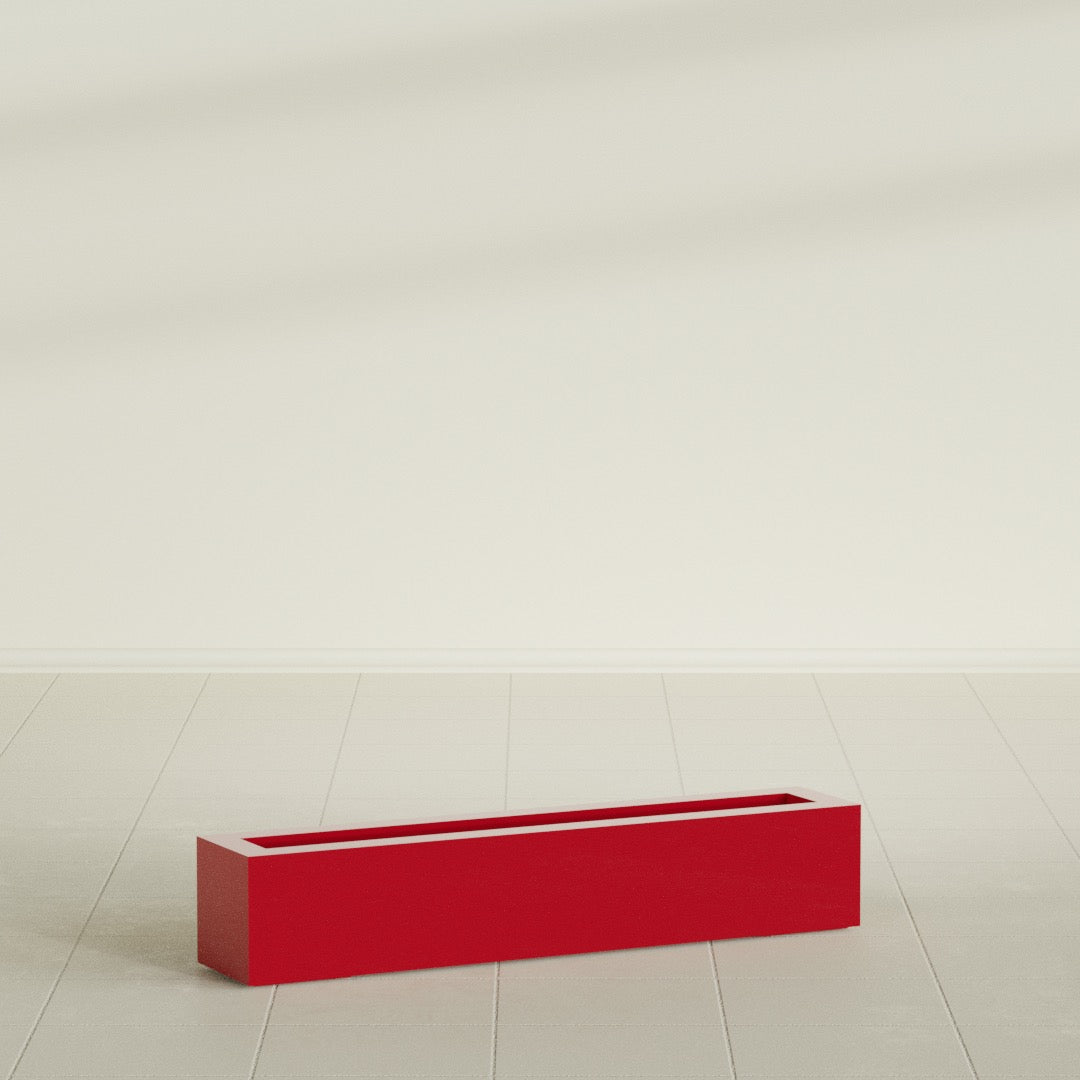 Salon Large Tall Rectangle Fiberglass Planter - 42 in x 8 in x 8 in - Gloss Red - Gloss Red,42 in x 8 in x 8 in