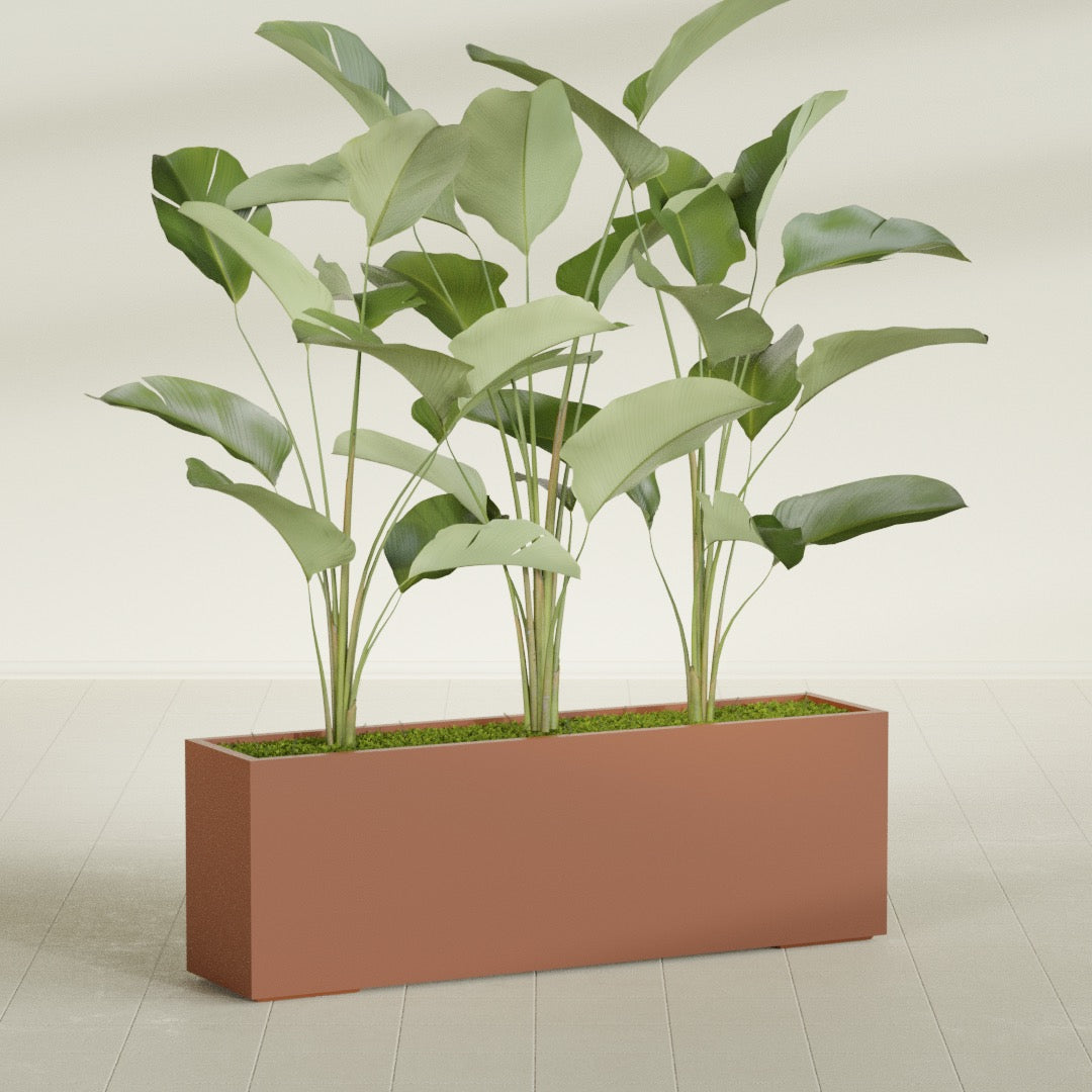Tolga Extra Large Long Rectangle Fiberglass Planter - 72 in x 16 in x 24 in - Matte Terracotta - Matte Terracotta,72 in x 16 in x 24 in