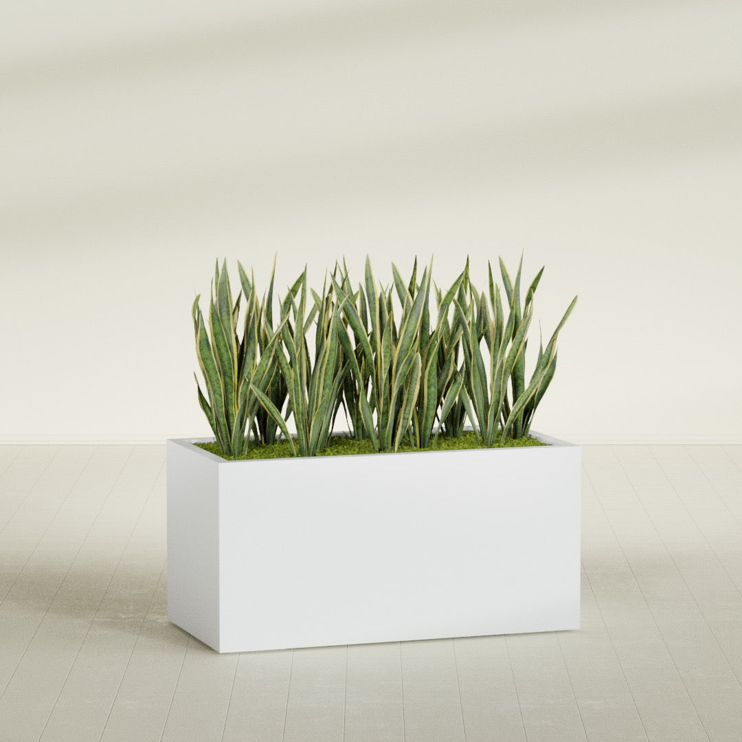 Granada Extra Large Long Rectangle Fiberglass Planter - 48 in x 24 in x 24 in - Gloss White - Gloss White,48 in x 24 in x 24 in