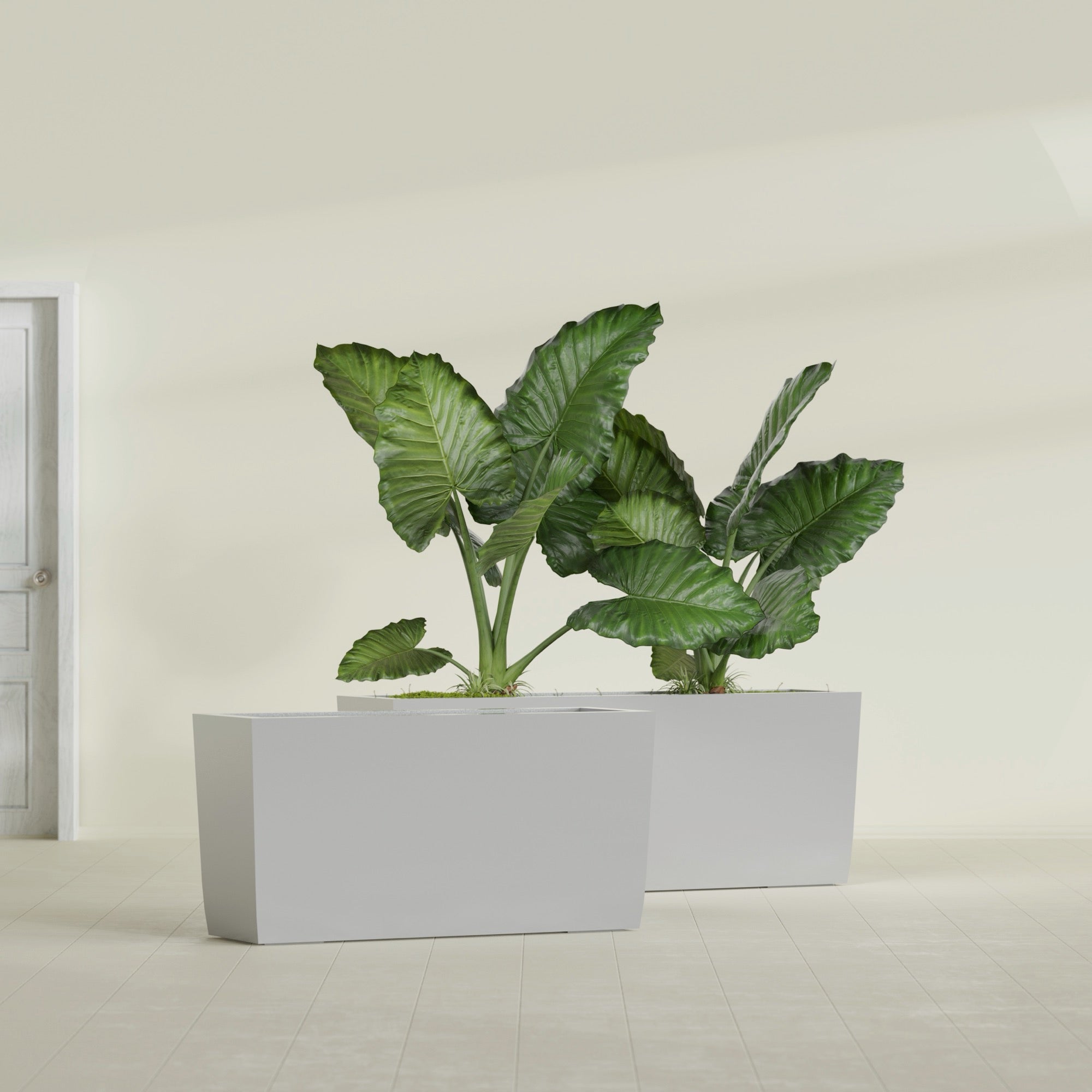 Panama Extra Large Long Rectangle Fiberglass Planter - 48 in x 12 in x 18 in - Metallic Silver - Metallic Silver,48 in x 12 in x 18 in