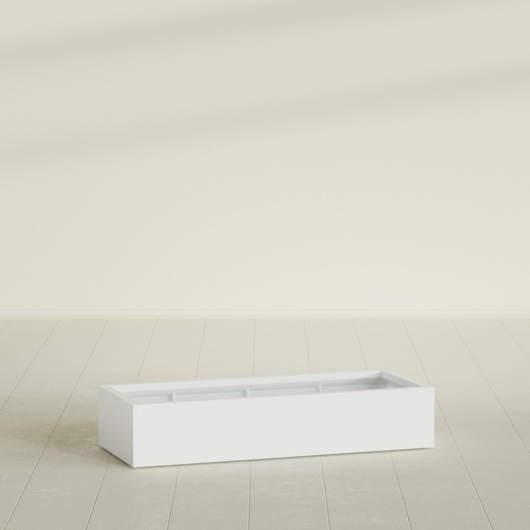Antwerp Extra Large Long Rectangle Fiberglass Planter - 60 in x 24 in x 12 in - Matte White - Matte White,60 in x 24 in x 12 in