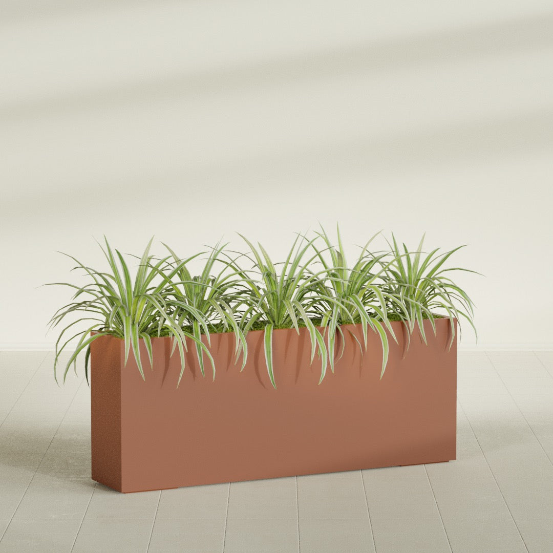 Hollywood Extra Large Narrow Rectangle Fiberglass Planter - 60 in x 12 in x 24 in - Matte Terracotta - Matte Terracotta,60 in x 12 in x 24 in