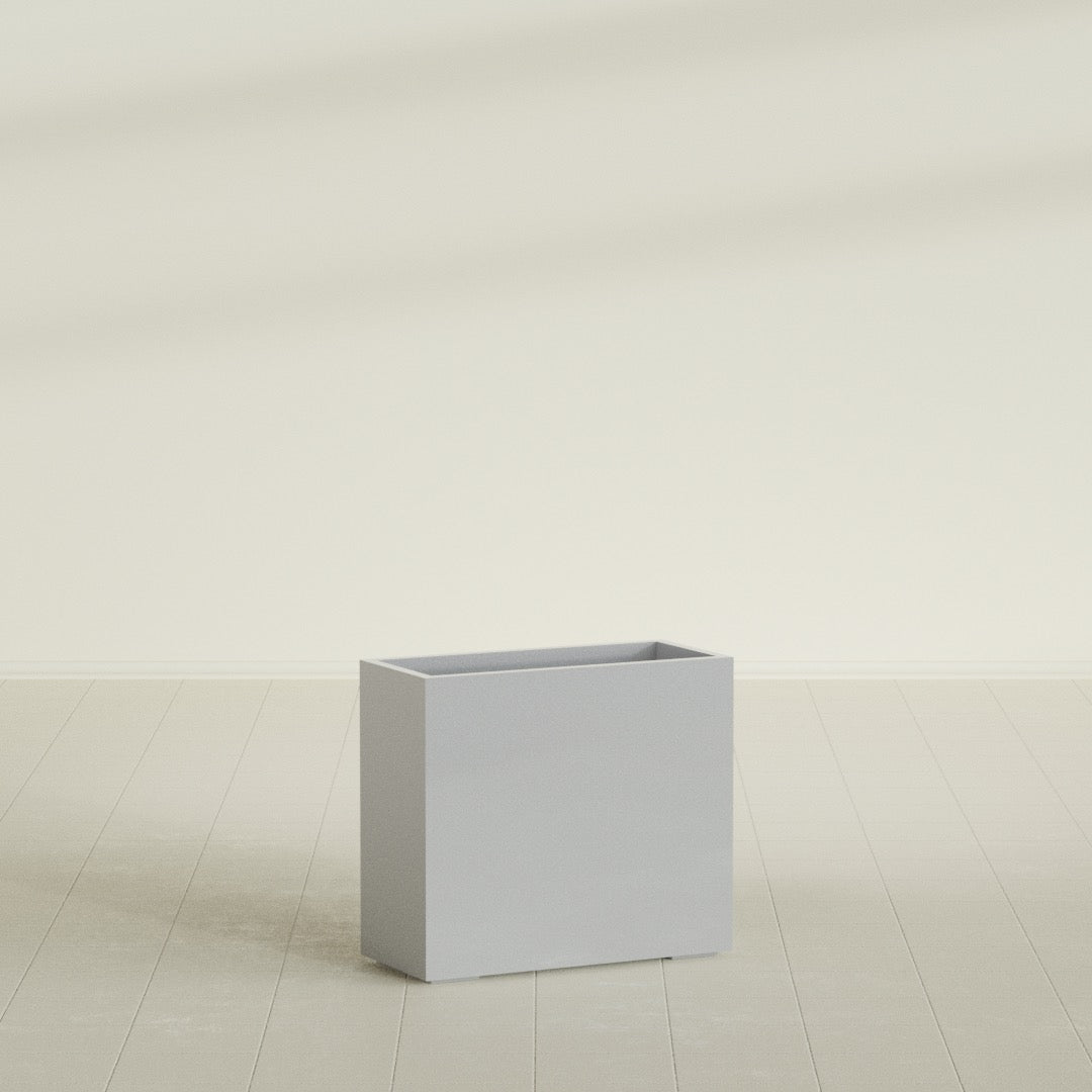 Potsdam Large Rectangle Fiberglass Planter - 36 in x 16 in x 32 in - Metallic Silver - Metallic Silver,36 in x 16 in x 32 in