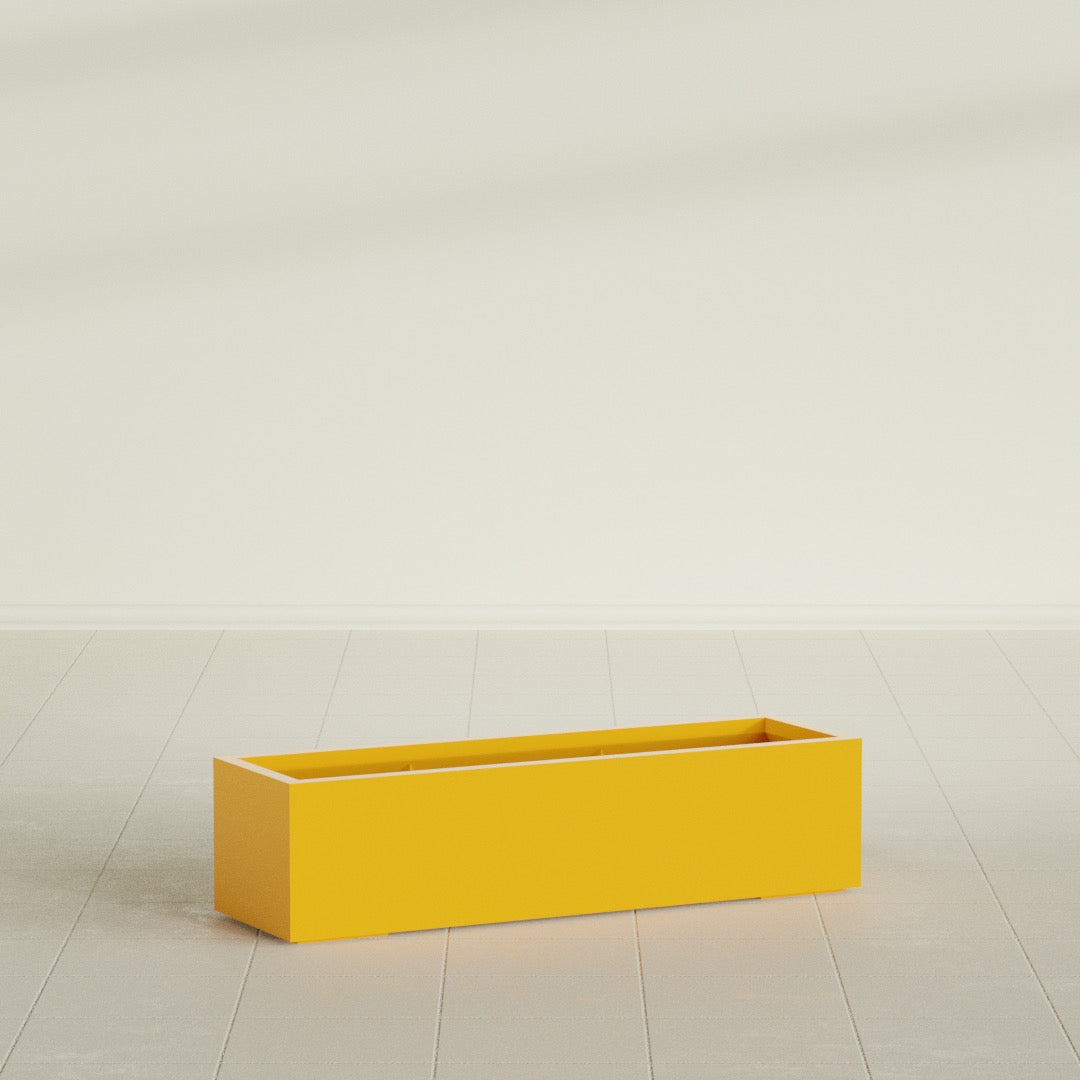 Cuba Large Long Rectangle Fiberglass Planter - 48 in x 14 in x 12 in - Gloss Saffron - Gloss Saffron,48 in x 14 in x 12 in