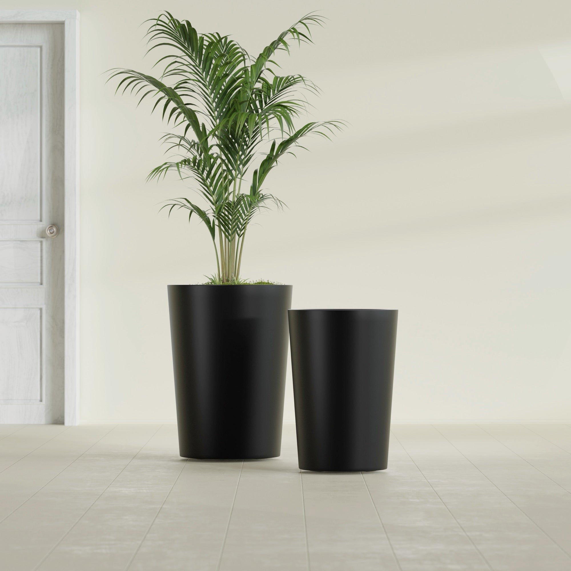 Tegel Medium Round Fiberglass Planter - 18 in x 18 in x 26 in - Matte Black - Matte Black,18 in x 18 in x 26 in