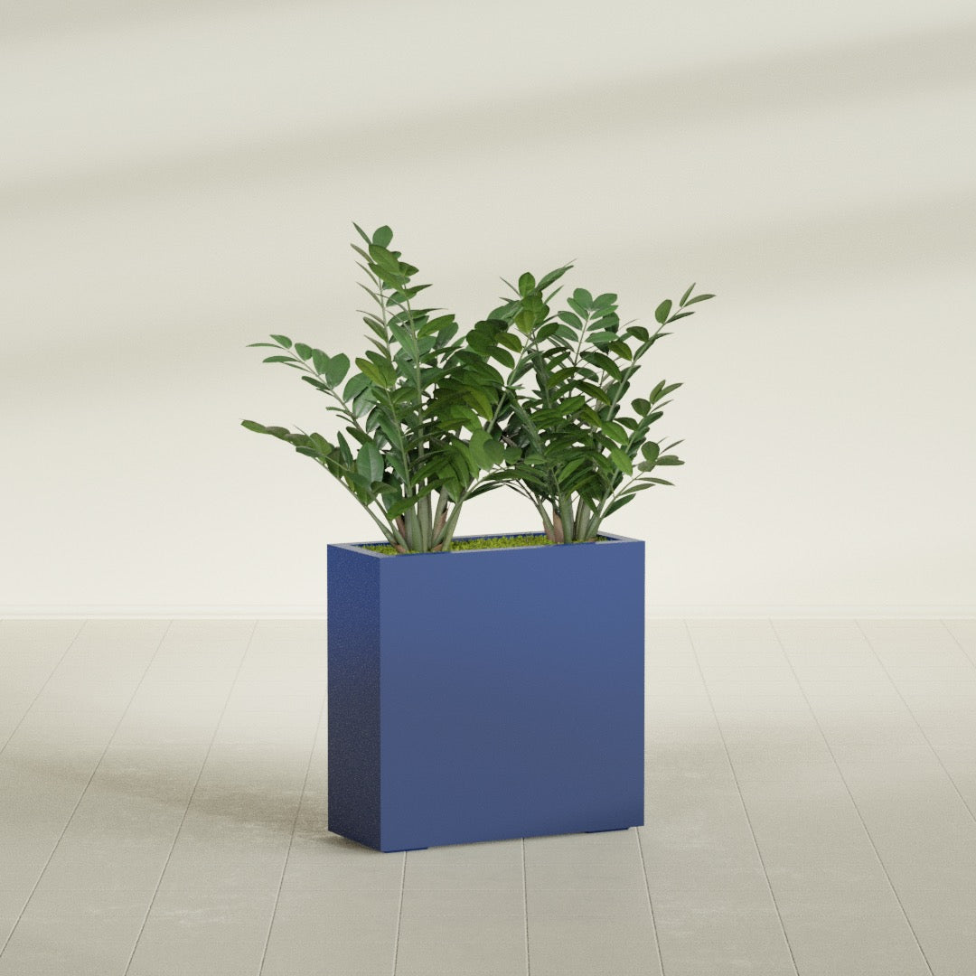 Milano Medium Narrow Rectangle Fiberglass Planter - 24 in x 10 in x 24 in - Matte Cobalt Blue - Matte Cobalt Blue,24 in x 10 in x 24 in