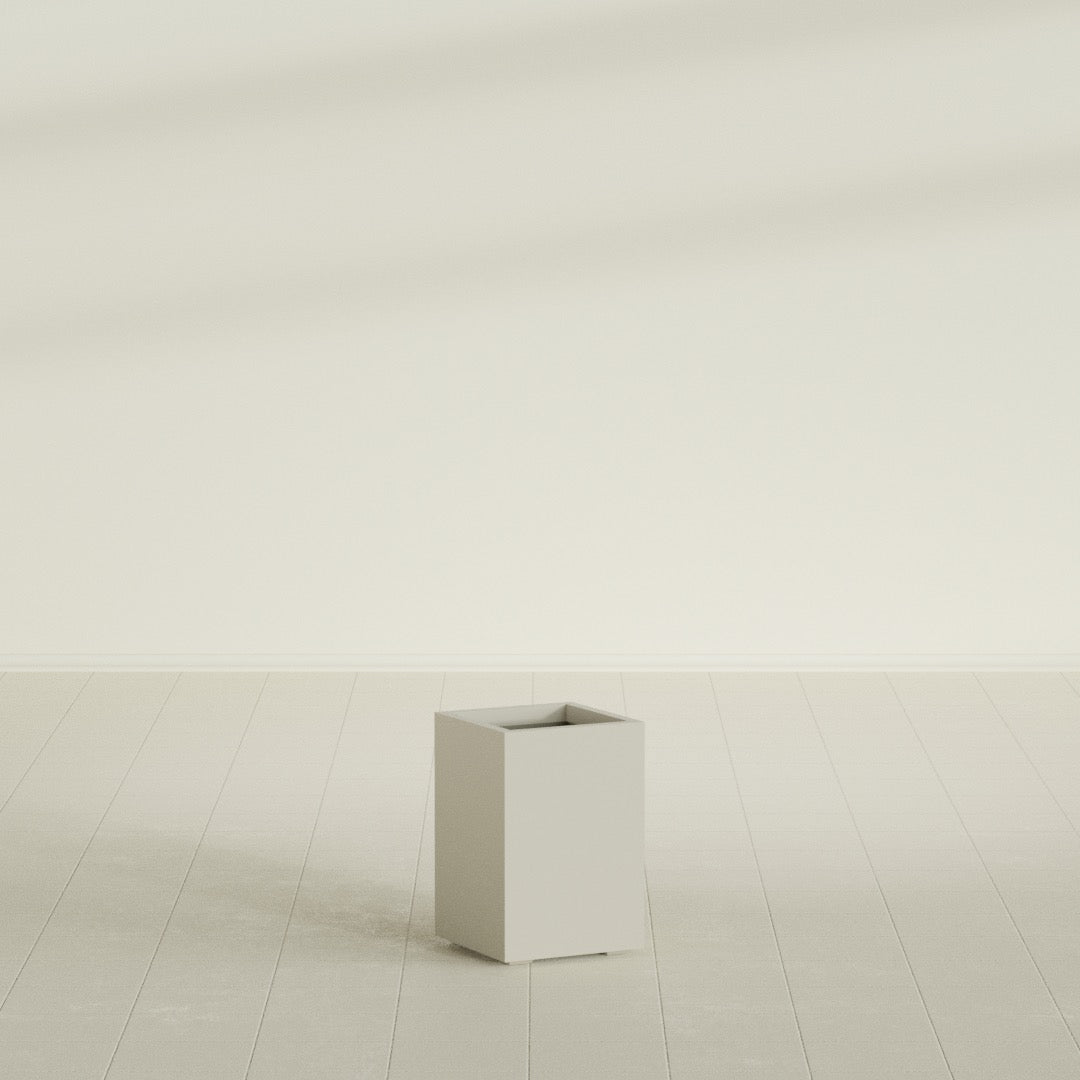 Tolga Medium Rectangle Fiberglass Planter - 16 in x 16 in x 24 in - Satin Beige - Satin Beige,16 in x 16 in x 24 in