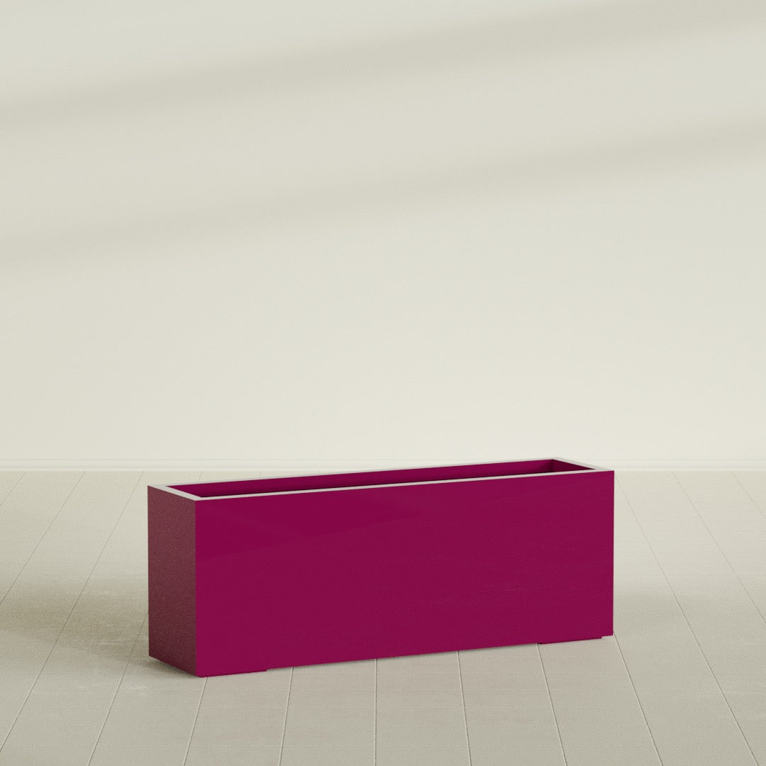 Miami Extra Large Narrow Rectangle Fiberglass Planter - 48 in x 12 in x 18 in - Gloss Eggplant - Gloss Eggplant,48 in x 12 in x 18 in