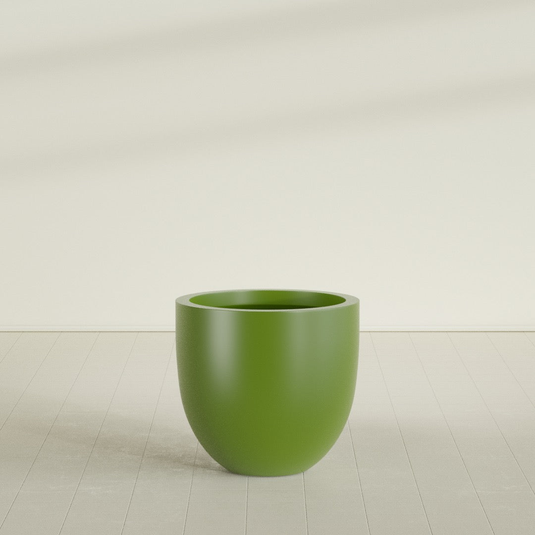 Alzira Large Round Fiberglass Planter - 30 in x 30 in x 28 in - Satin Green - Satin Green,30 in x 30 in x 28 in