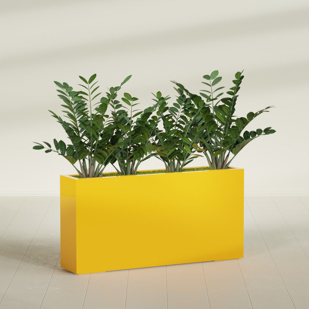 Milano Extra Large Narrow Rectangle Fiberglass Planter - 48 in x 10 in x 24 in - Gloss Saffron - Gloss Saffron,48 in x 10 in x 24 in
