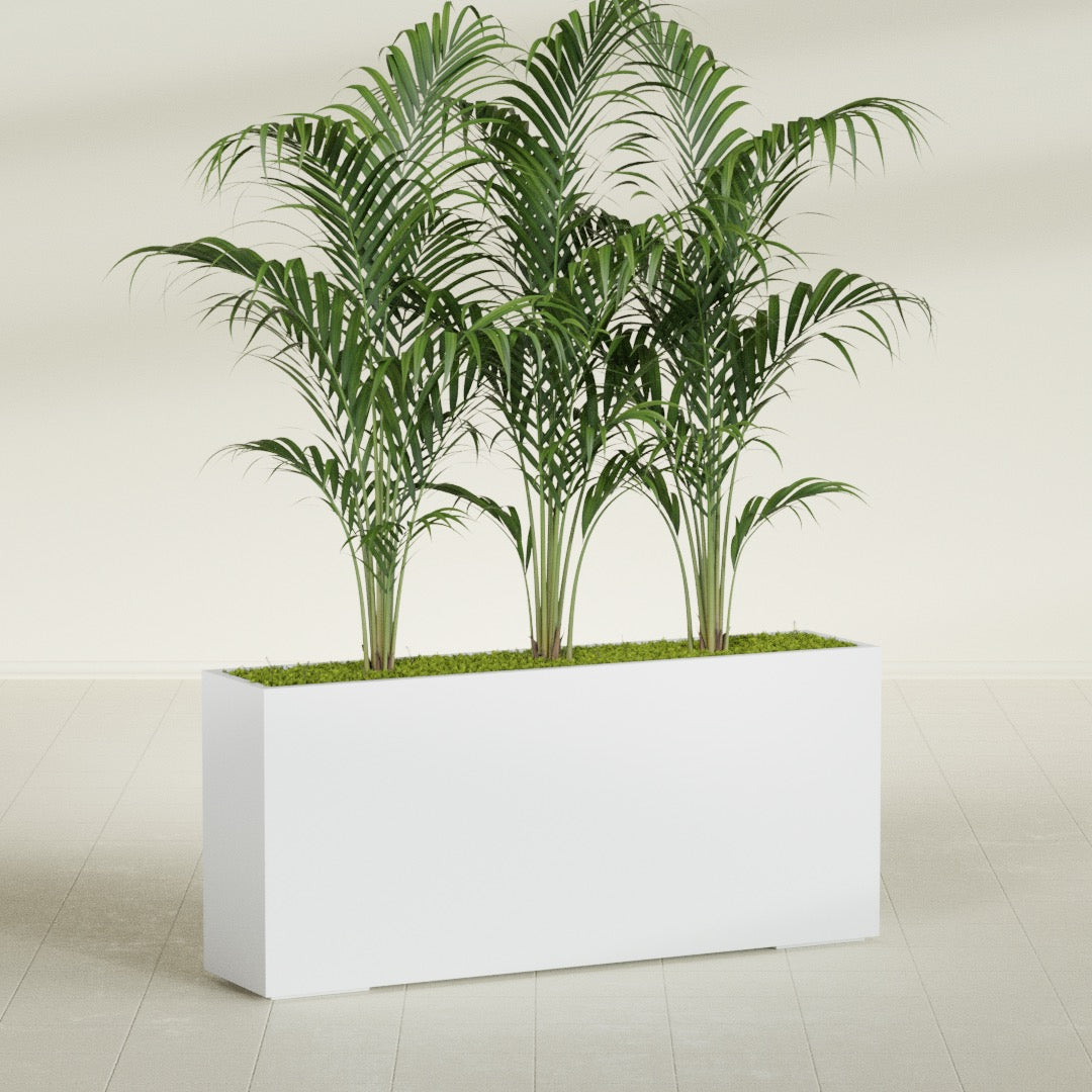 Potsdam Extra Large Long Rectangle Fiberglass Planter - 72 in x 16 in x 32 in - Gloss White - Gloss White,72 in x 16 in x 32 in