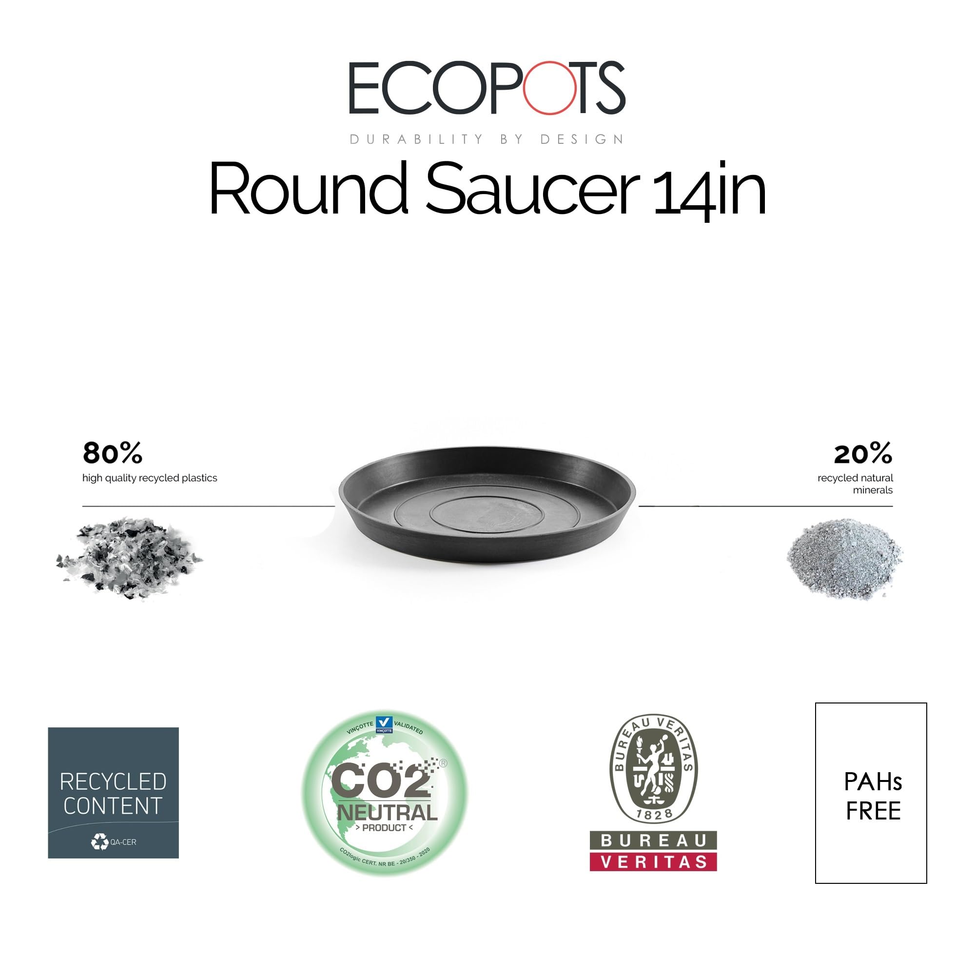Small Round Saucer - 14.5 in x 14.5 in x 1.5 in - Dark Grey - Dark Grey,14.5 in x 14.5 in x 1.5 in