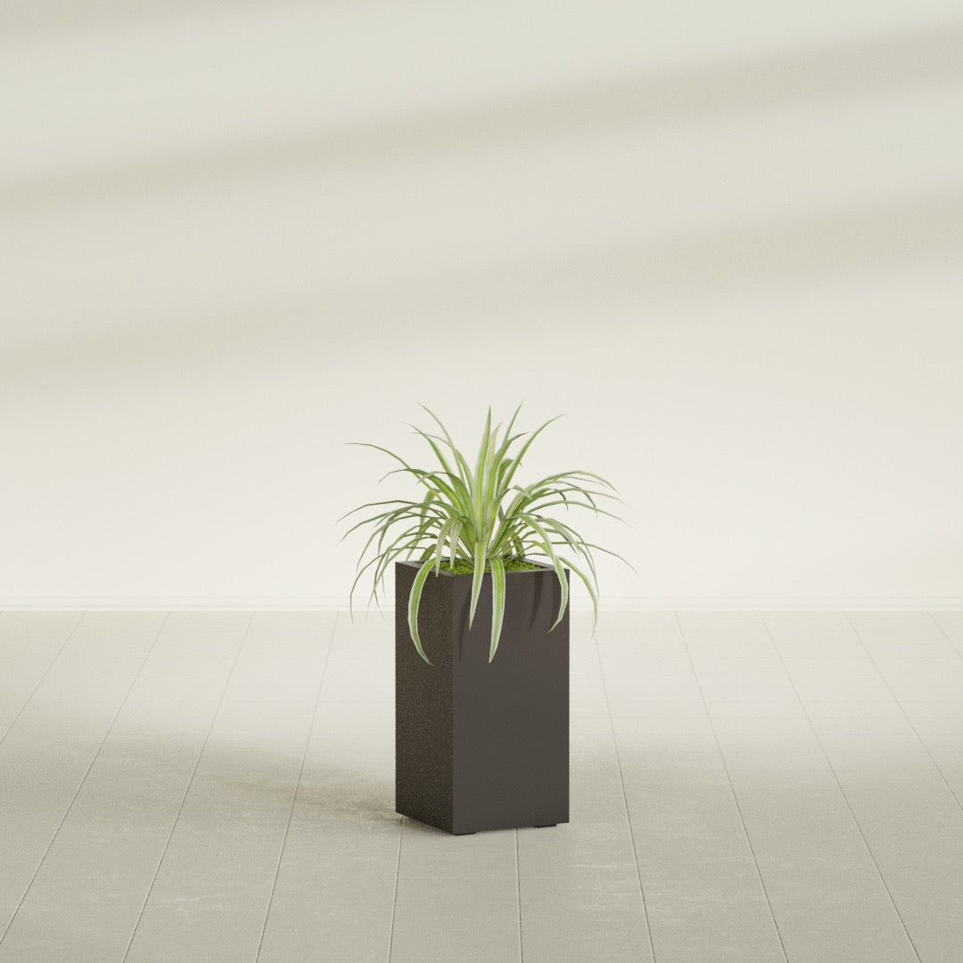 Hollywood Medium Rectangle Fiberglass Planter - 12 in x 12 in x 24 in - Matte Brown - Matte Brown,12 in x 12 in x 24 in