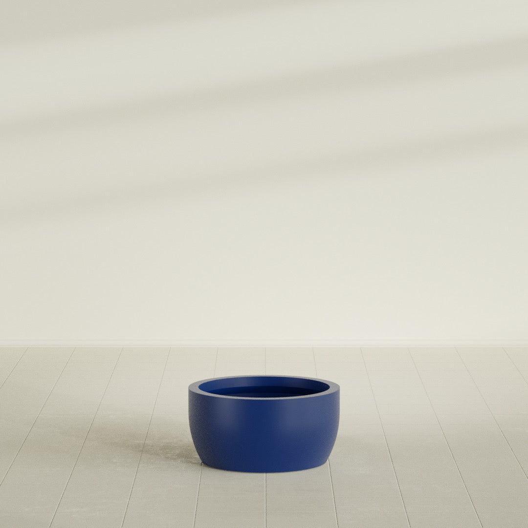 Casablanca Medium Round Low Bowl Fiberglass Planter - 24 in x 24 in x 12 in - Matte Cobalt Blue - Matte Cobalt Blue,24 in x 24 in x 12 in