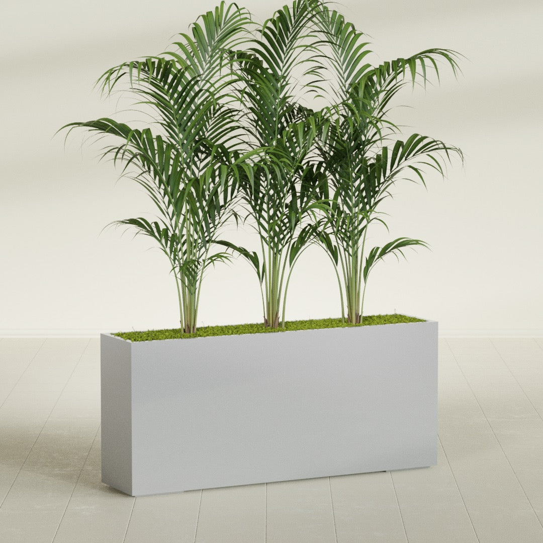 Potsdam Extra Large Long Rectangle Fiberglass Planter - 72 in x 16 in x 32 in - Metallic Silver - Metallic Silver,72 in x 16 in x 32 in