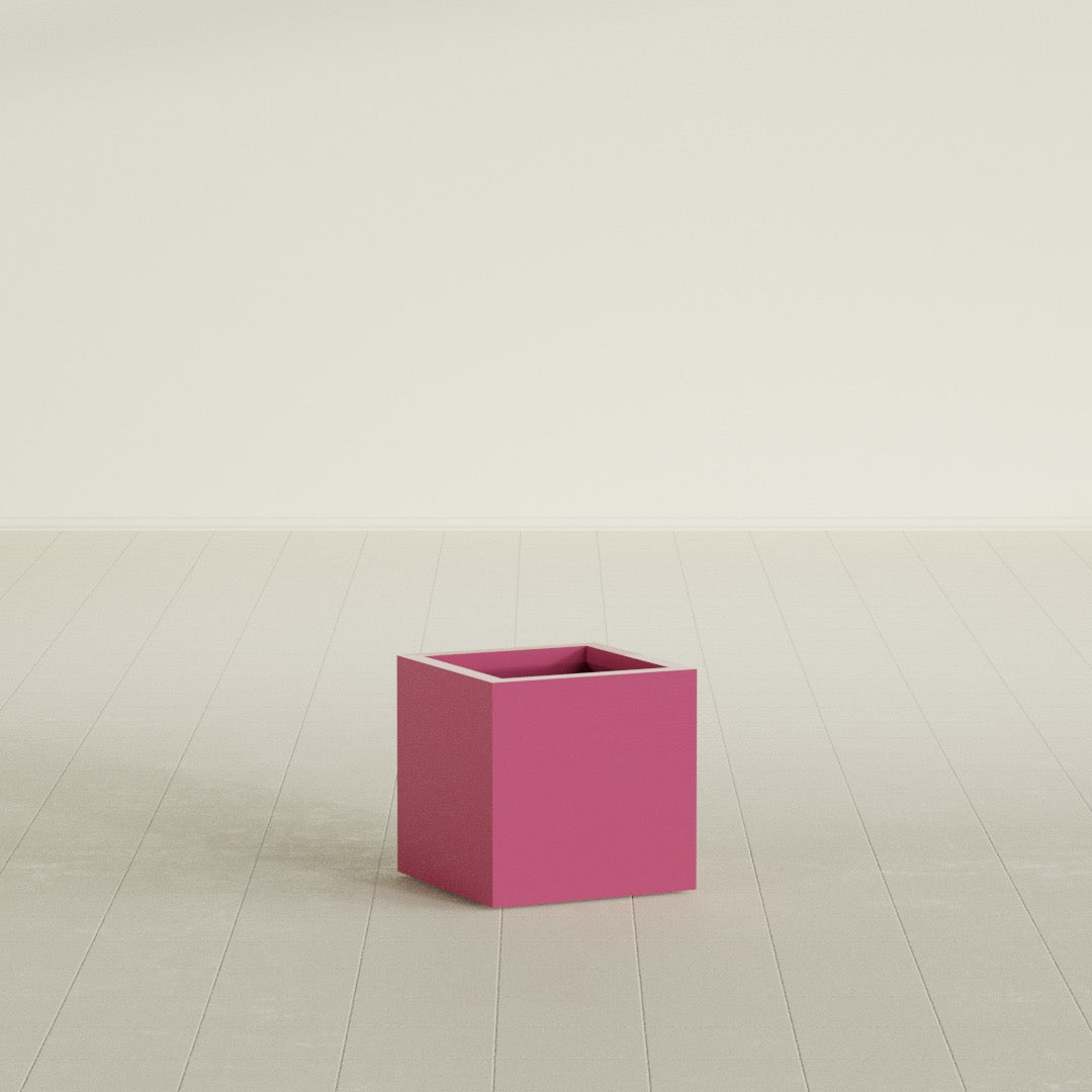 Montroy Small Cube Square Fiberglass Planter - 16 in x 16 in x 16 in - Gloss Pink Violet - Gloss Pink Violet,16 in x 16 in x 16 in