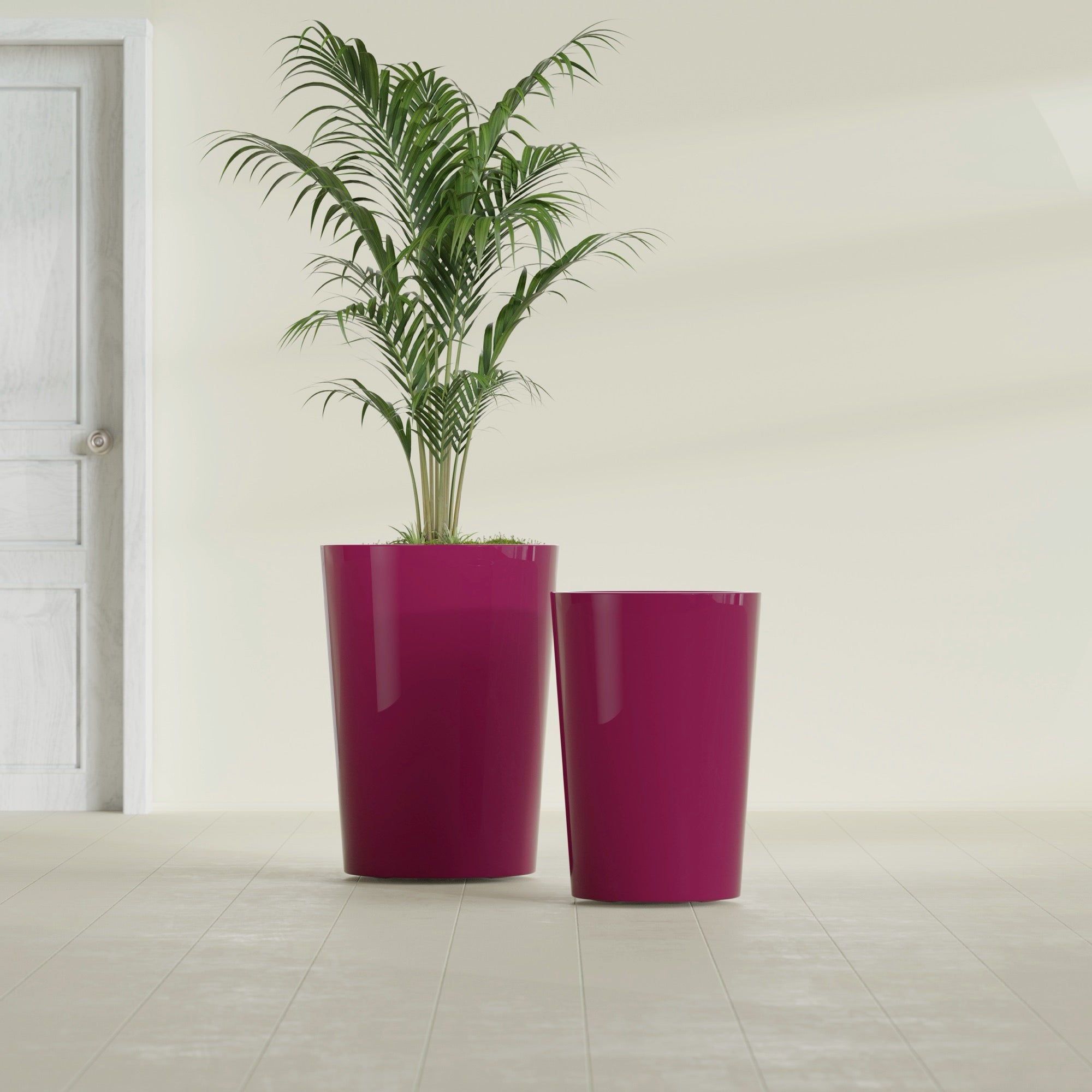 Tegel Large Round Fiberglass Planter - 22 in x 22 in x 30 in - Gloss Eggplant - Gloss Eggplant,22 in x 22 in x 30 in