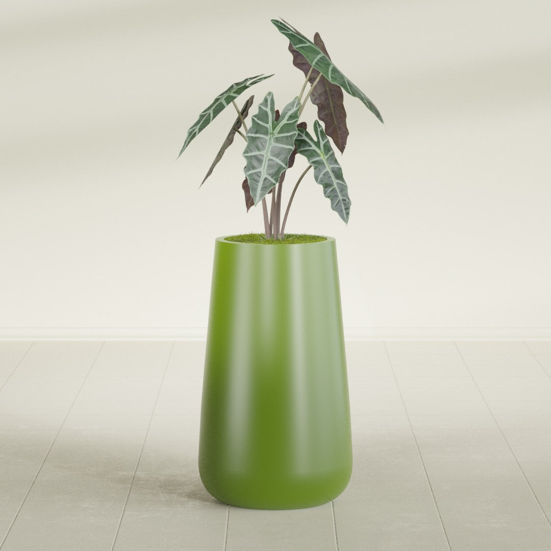 Saigon Large Tapered Round Planter - 16 in x 21 in x 36 in - Satin Green - Satin Green,16.4 in x 20.7 in x 36 in