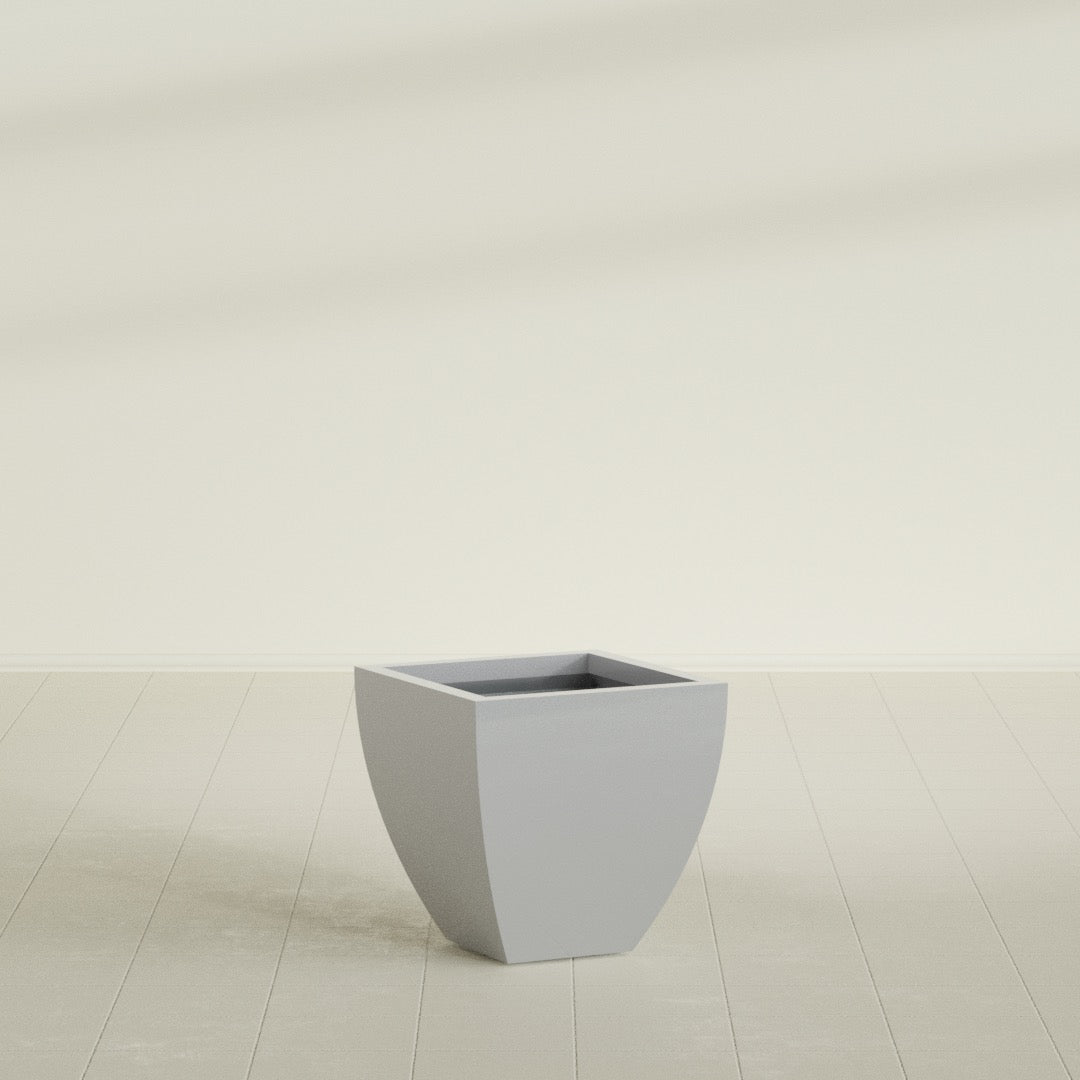 Lima Medium Tapered Square Fiberglass Planter - 20 in x 20 in x 20 in - Metallic Silver - Metallic Silver,20 in x 20 in x 20 in