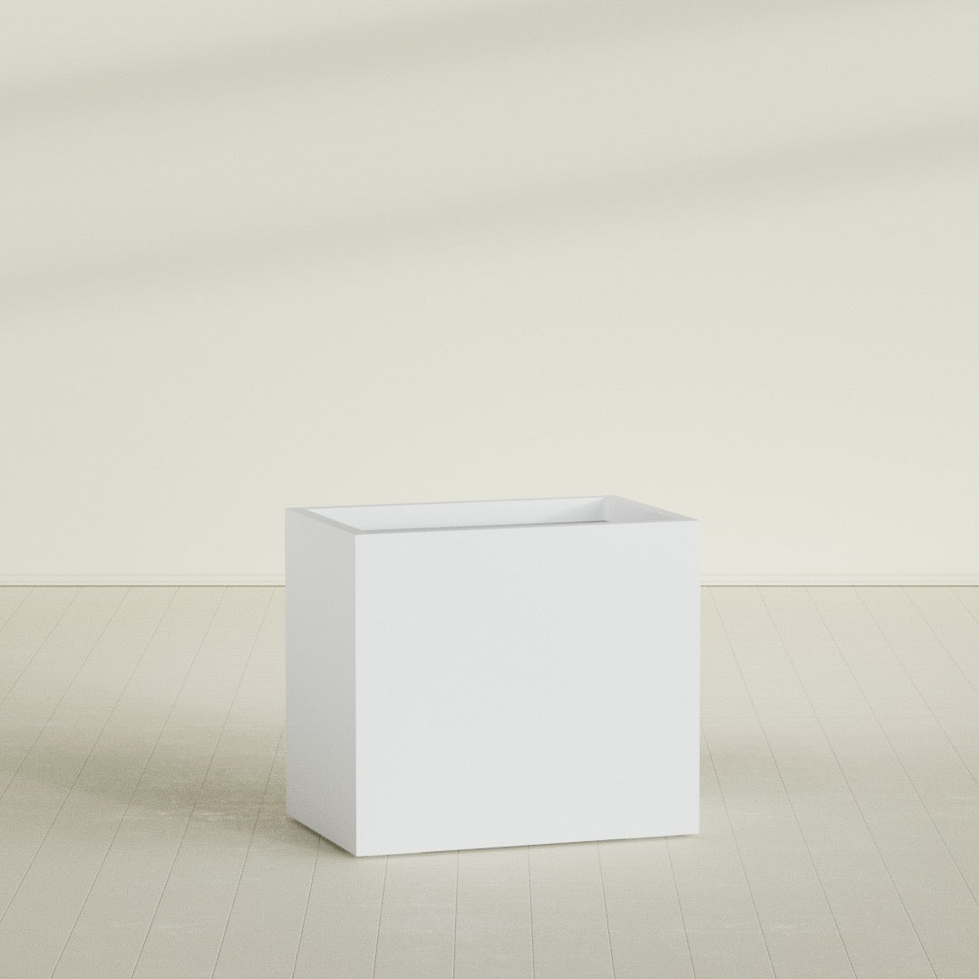 Brisbane Large Rectangle Fiberglass Planter - 36 in x 24 in x 32 in - Gloss White - Gloss White,36 in x 24 in x 32 in