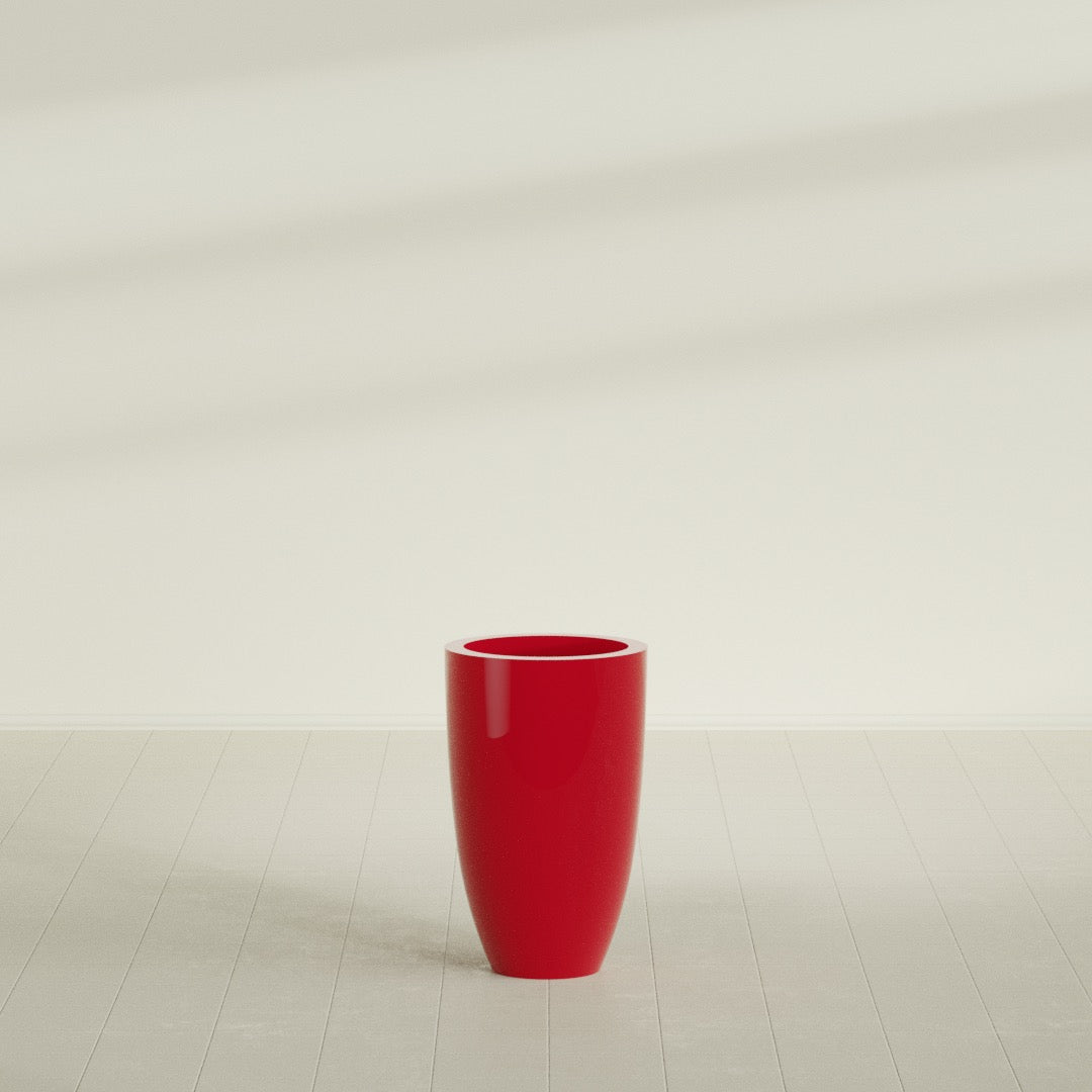 Brannan Medium Round Fiberglass Planter - 18 in x 18 in x 29 in - Gloss Red - Gloss Red,18 in x 18 in x 29 in