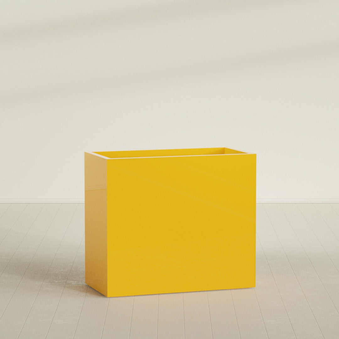 Darwin Extra Large Rectangle Fiberglass Planter - 48 in x 24 in x 42 in - Gloss Saffron - Gloss Saffron,48 in x 24 in x 42 in