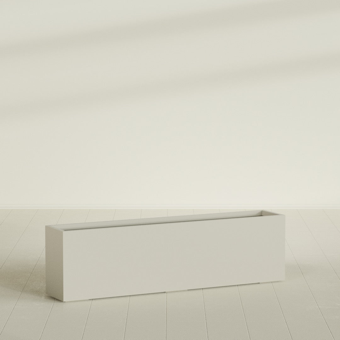 Hudson Extra Large Long Rectangle Fiberglass Planter - 100 in x 18 in x 28 in - Satin Beige - Satin Beige,100 in x 18 in x 28 in