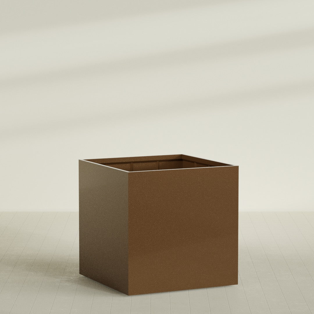 Montroy Extra Large Cube Square Fiberglass Planter - 60 in x 60 in x 60 in - Metallic Bronze - Metallic Bronze,60 in x 60 in x 60 in