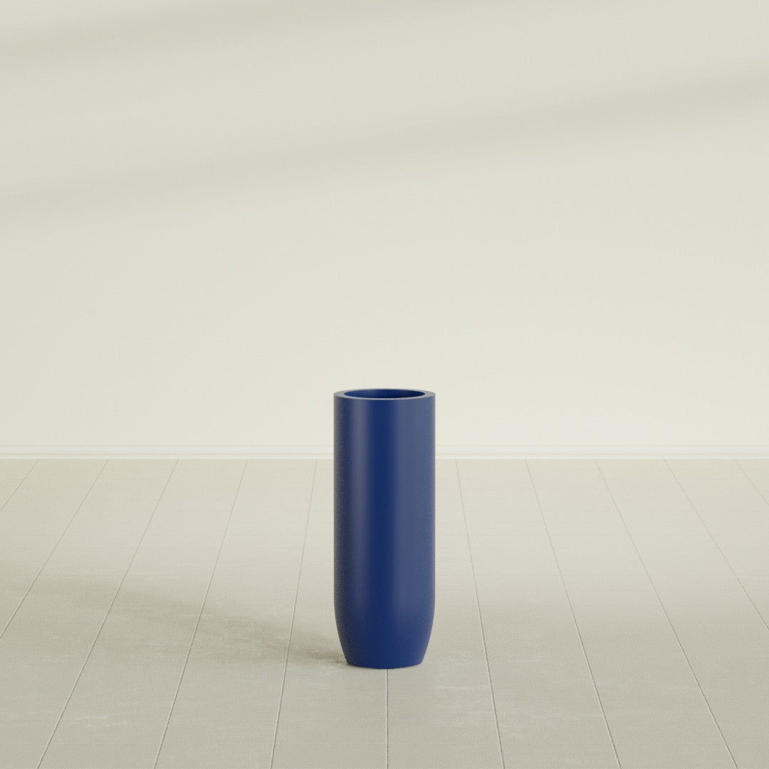 Saint Tropez Large Tall Round Fiberglass Planter - 12 in x 12 in x 32 in - Matte Cobalt Blue - Matte Cobalt Blue,12 in x 12 in x 32 in